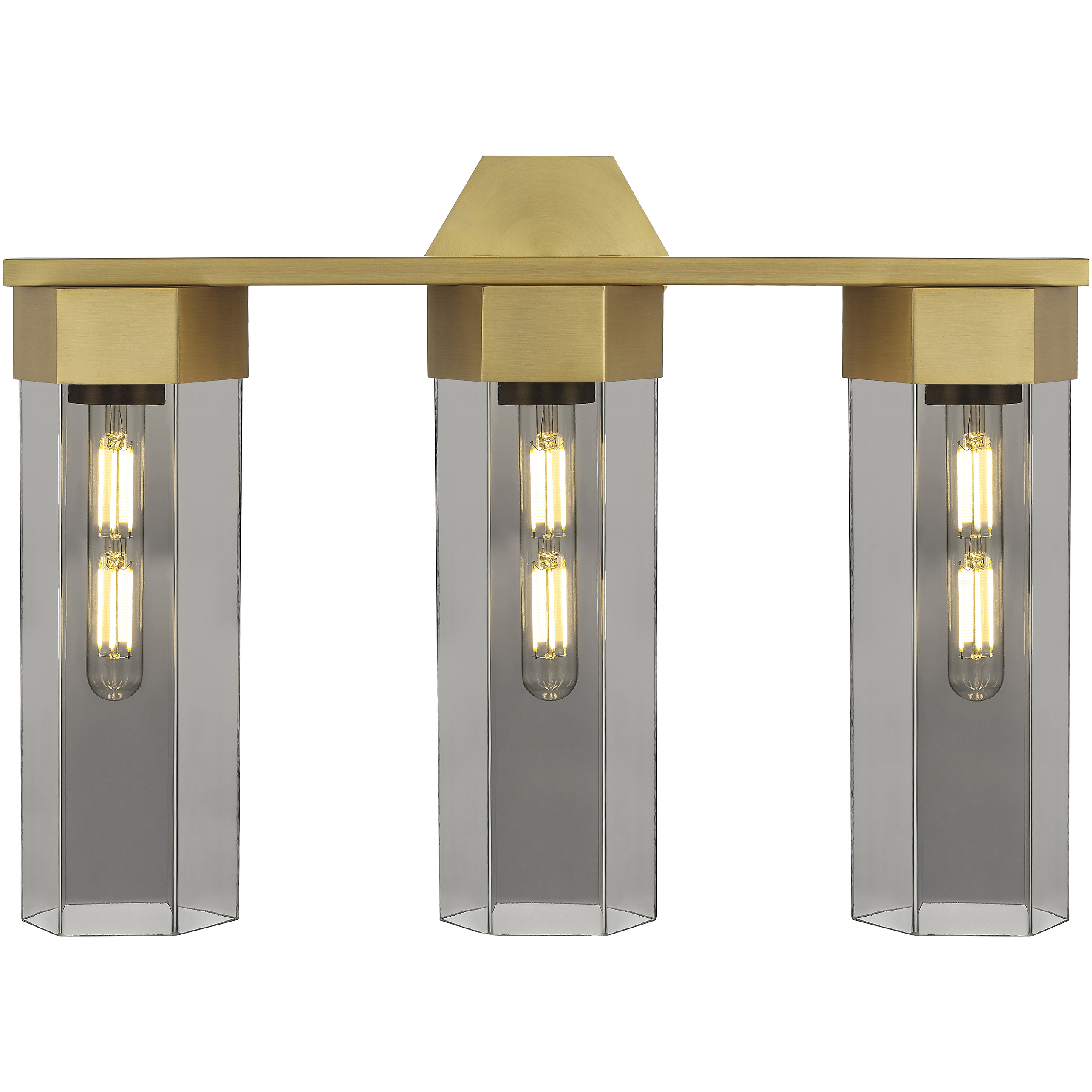 Claverack 3 Light 22.38 inch Brushed Brass Bath Vanity Light Wall Light in Plated Smoke Glass