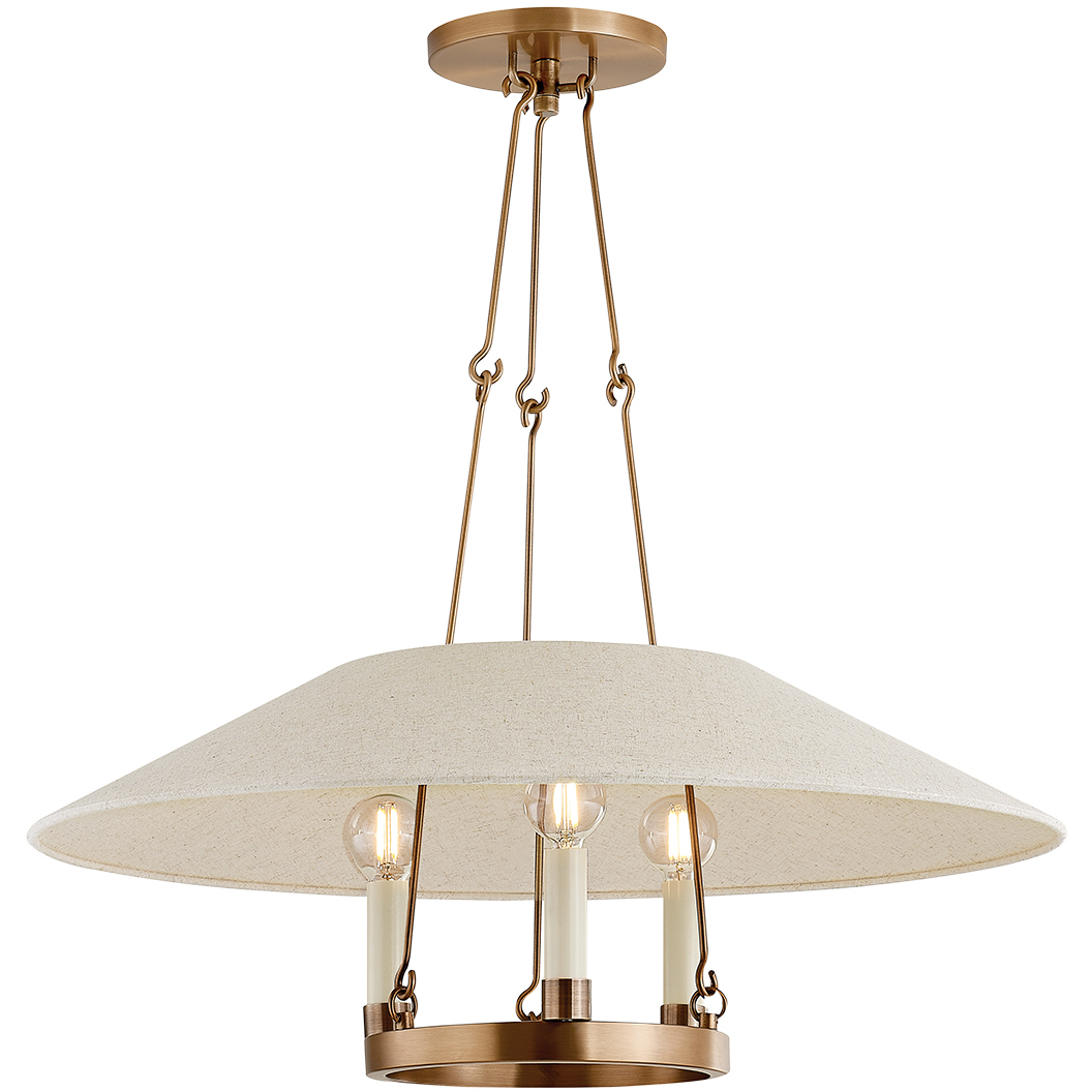 Archive 3 Light 25 inch Patina Brass Chandelier Ceiling Light
