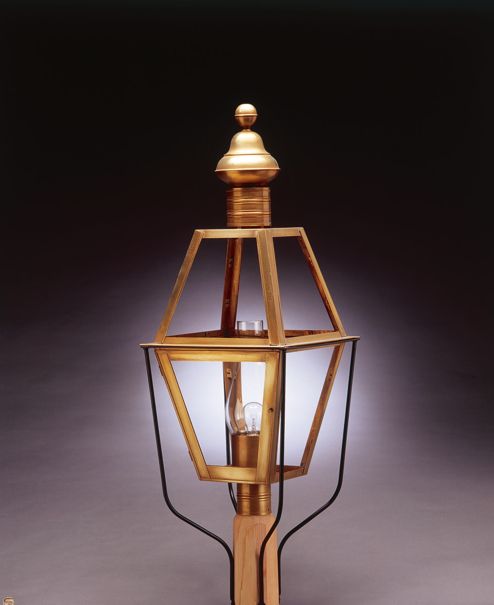 Boston 1 Light 38 inch Dark Brass Post Lantern in Frosted Glass, Chimney, Medium