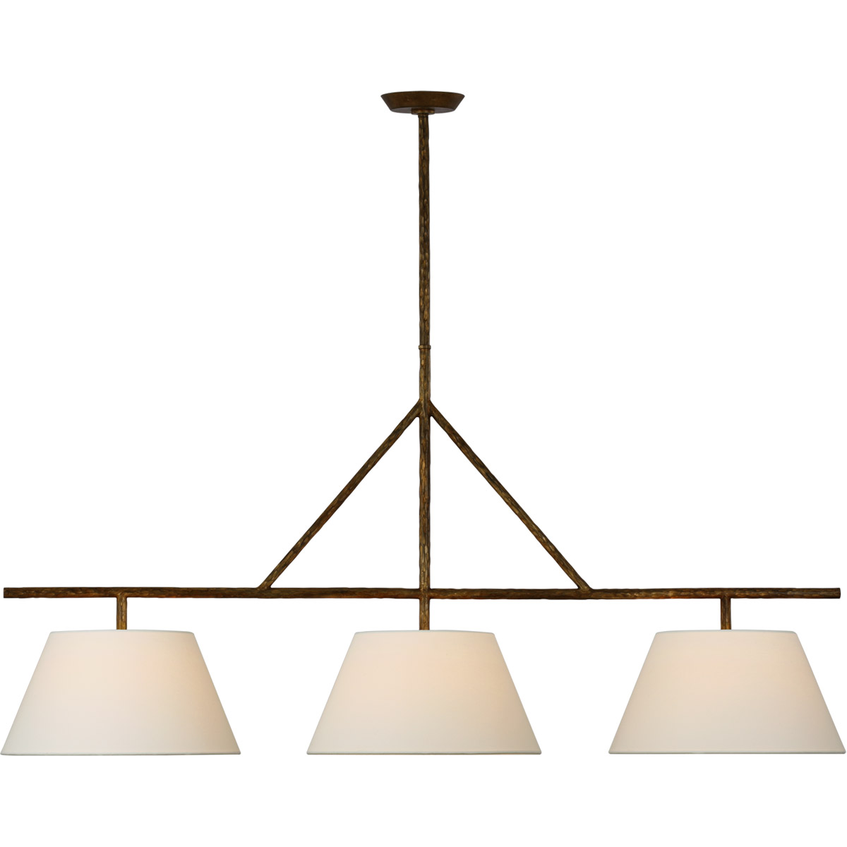 Suzanne Kasler Collette LED 57.5 inch Gilded Iron Linear Pendant Ceiling Light, Large