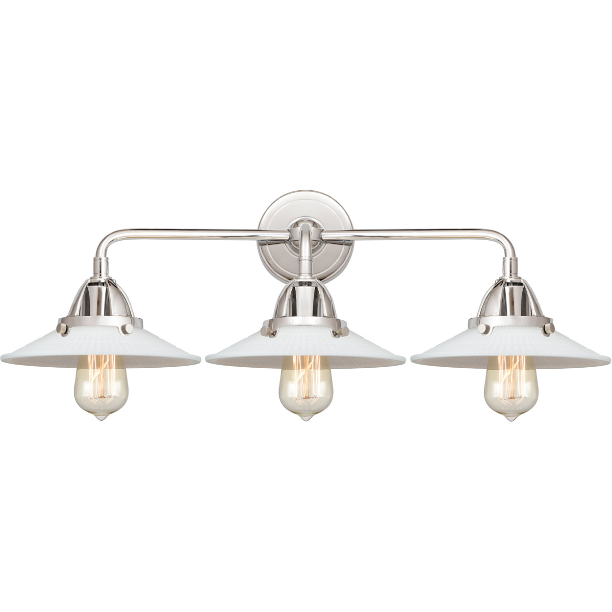 Nouveau 2 Halophane LED 27 inch Polished Chrome Bath Vanity Light Wall Light in Matte White Halophane Glass