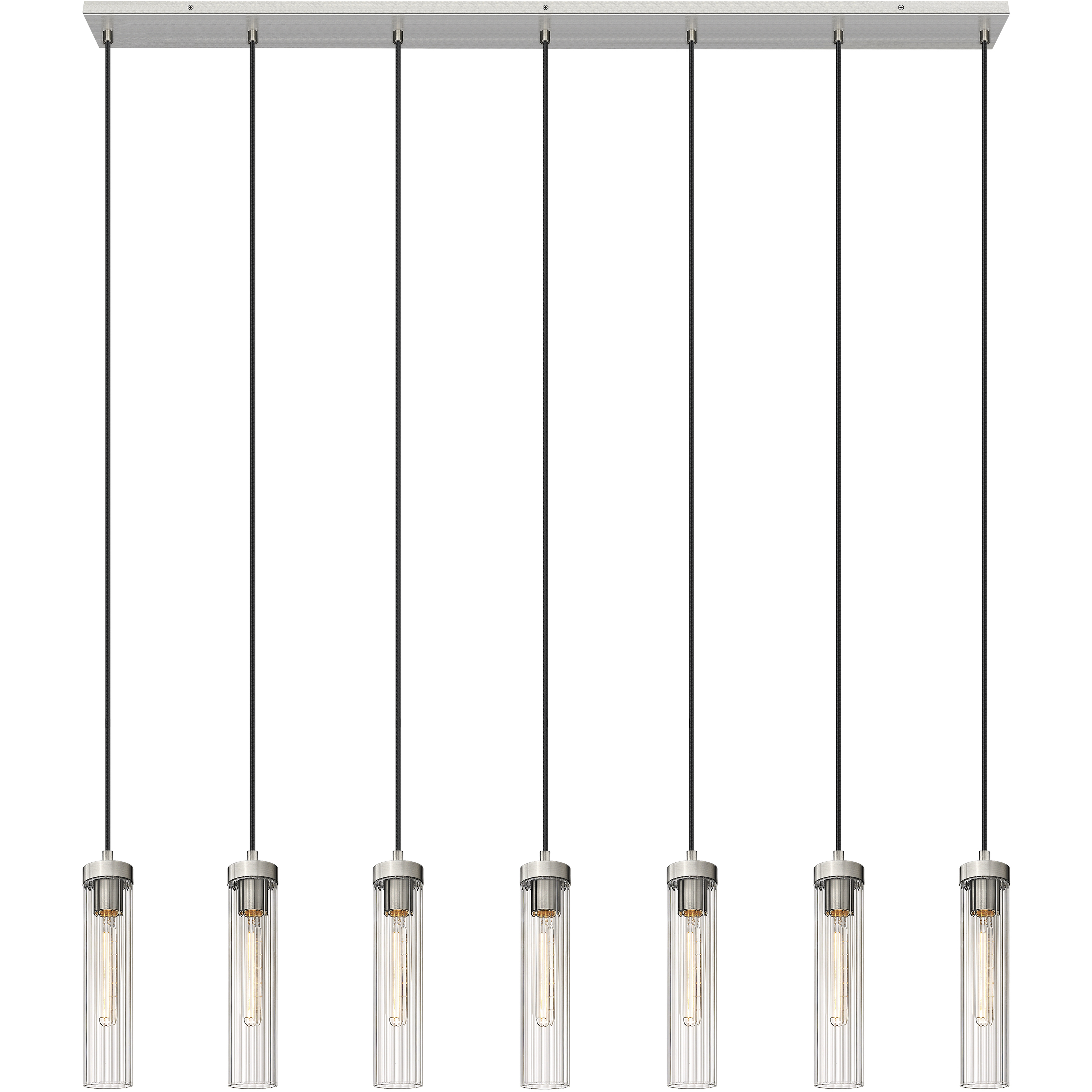 Beau 7 Light 54 inch Brushed Nickel Linear Chandelier Ceiling Light