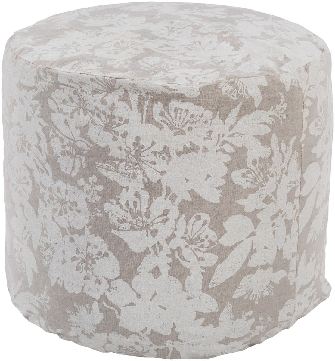 Clara White / Taupe Pouf