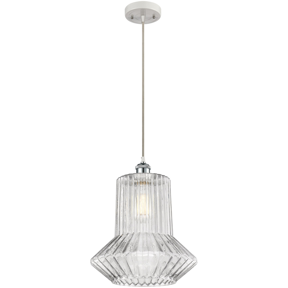 Ballston Springwater 1 Light 12 inch White and Polished Chrome Pendant Ceiling Light, Ballston