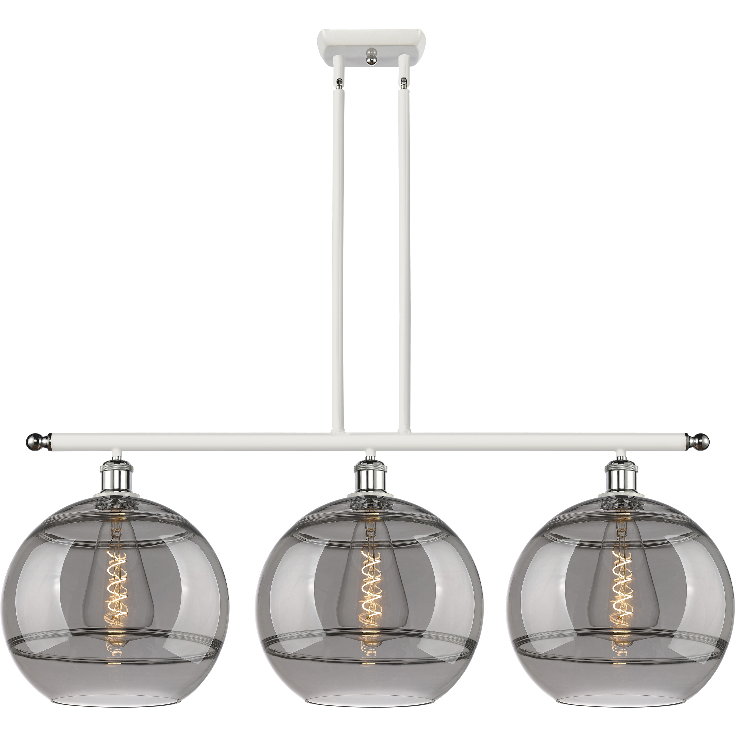 Ballston Rochester 3 Light 38.5 inch White Polished Chrome Stem Hung Island Light Ceiling Light
