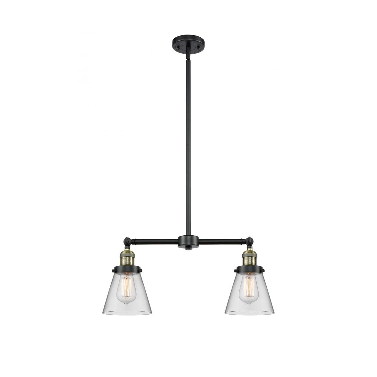 Franklin Restoration Small Cone LED 21 inch Black Antique Brass Chandelier Ceiling Light in Clear Glass, Franklin Restoration