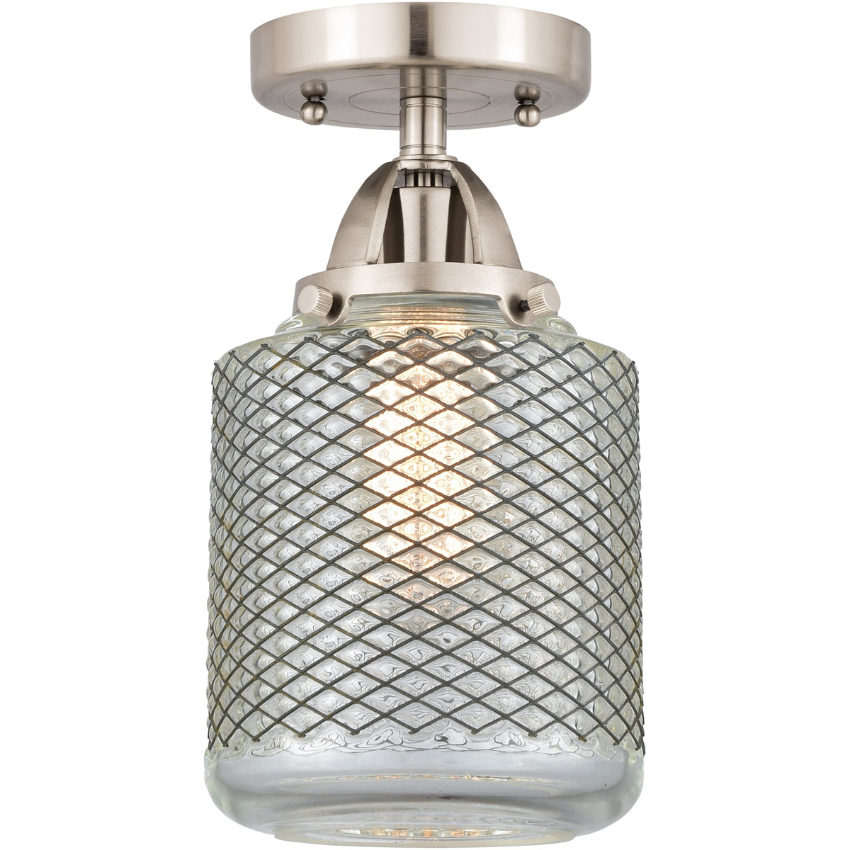 Nouveau 2 Stanton 1 Light 6 inch Brushed Satin Nickel Semi-Flush Mount Ceiling Light