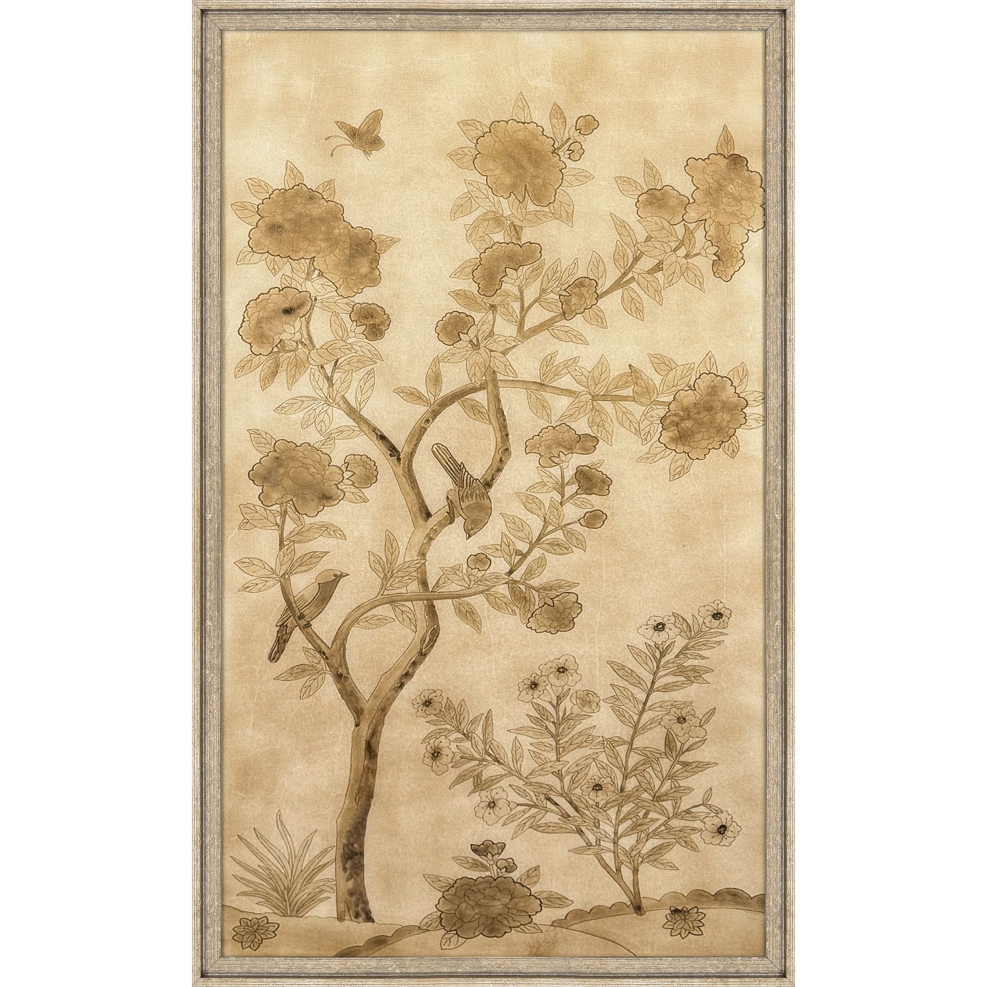 Chinoiserie on Gold I Brown and Beige and Metallic Framed Art, The Studio
