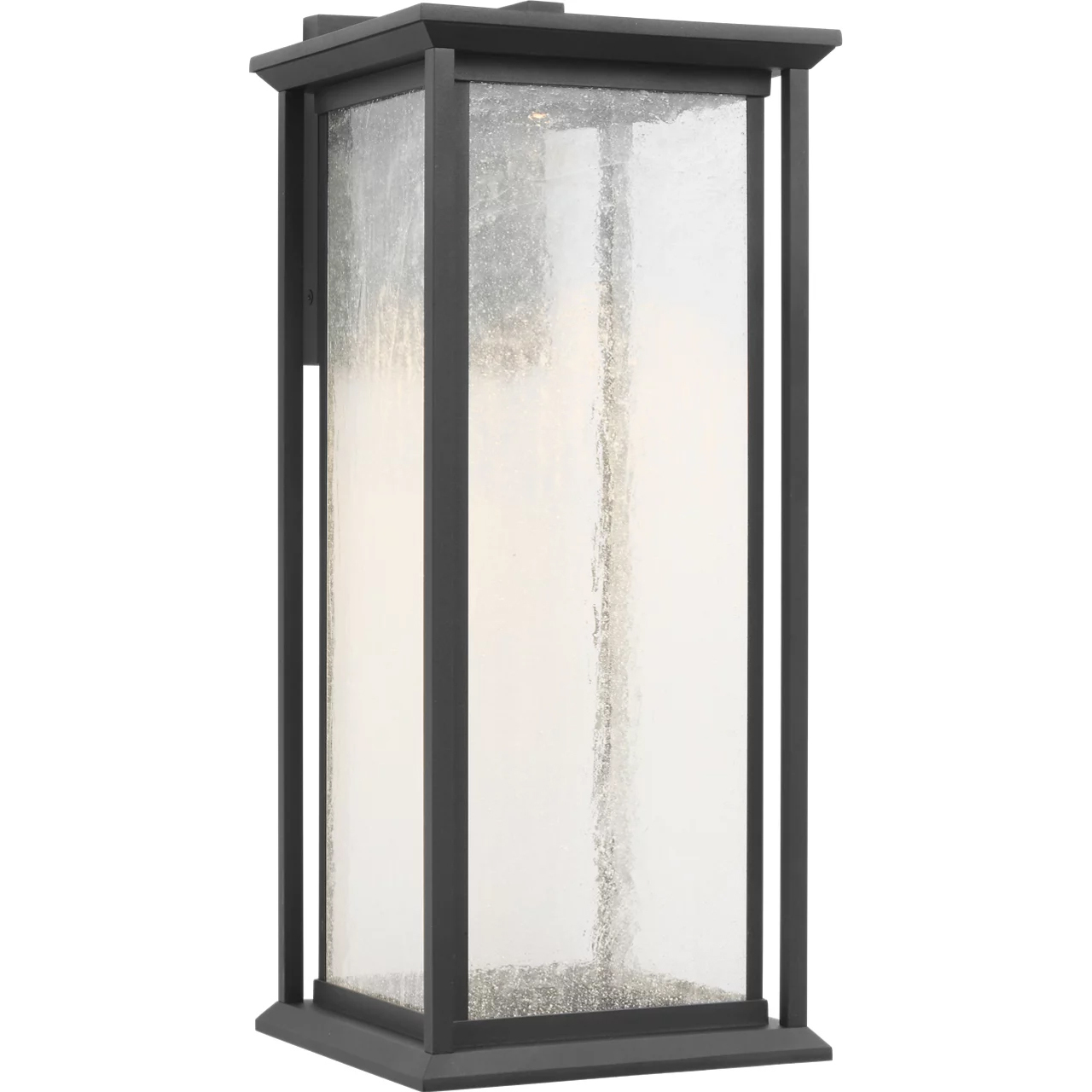 Audley LED 20 inch Textured Black Outdoor Wall Lantern in Distressed Seeded Glass, Large