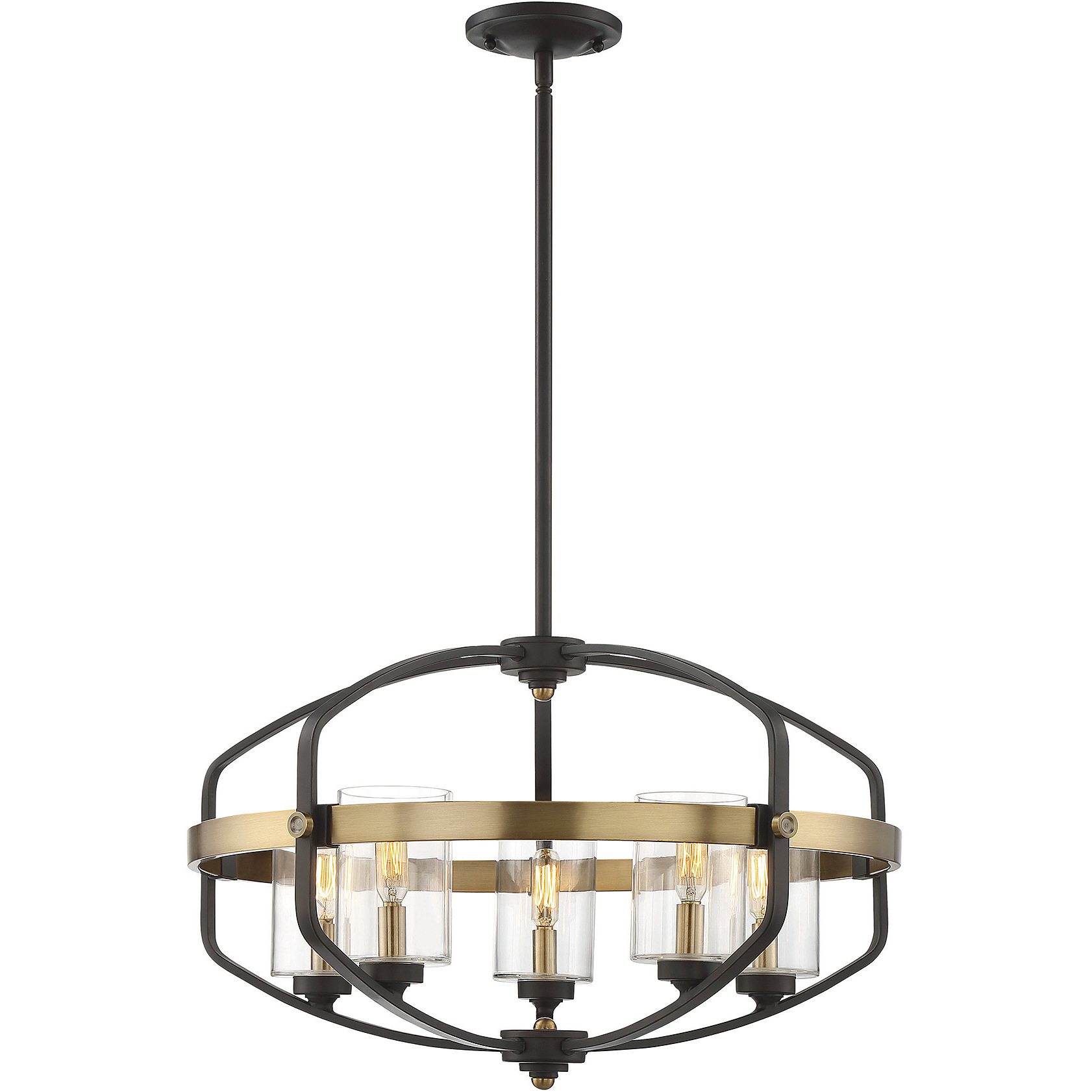 Kirkland 5 Light 24 inch English Bronze and Warm Brass Pendant Ceiling Light