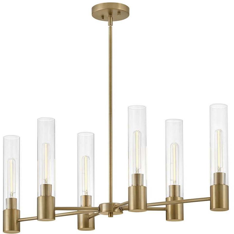 Shea 6 Light 34 inch Lacquered Brass Chandelier Ceiling Light