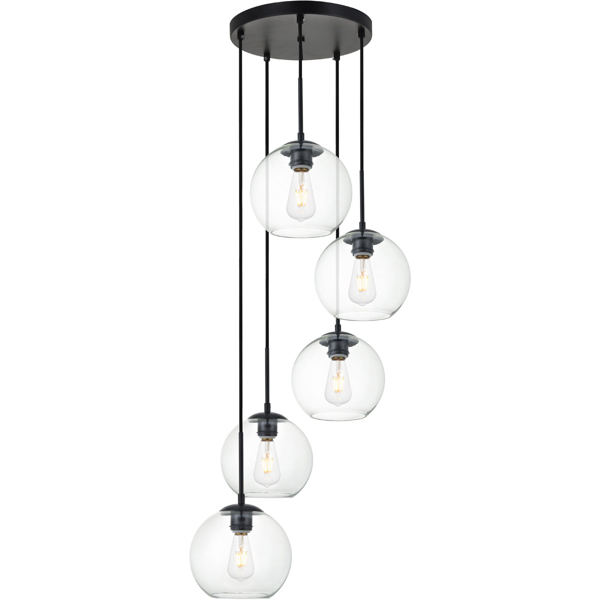 Huntington 5 Light 18.1 inch Black Pendant Ceiling Light