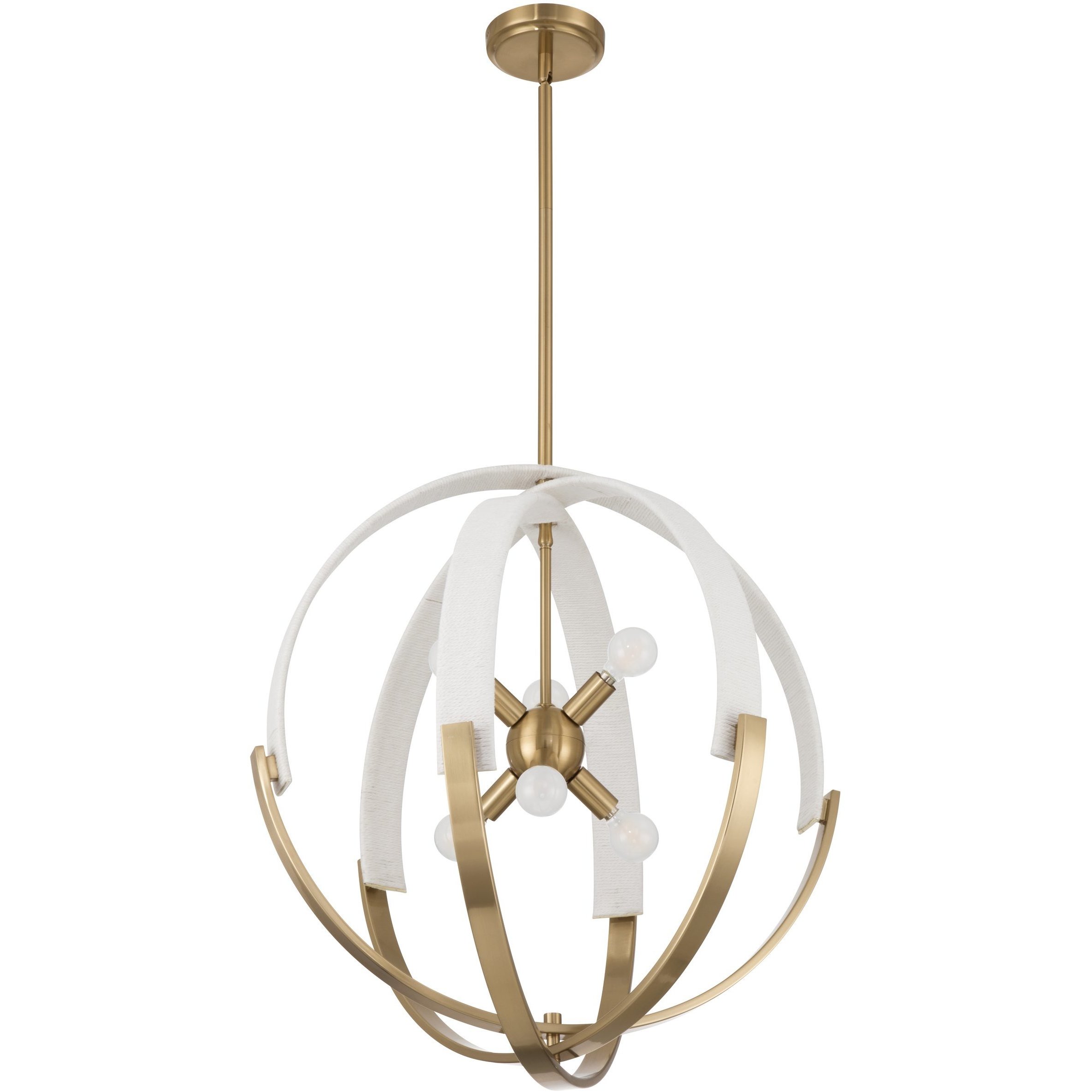 Abbey 6 Light 23.5 inch Brass and Cream Chandelier Ceiling Light