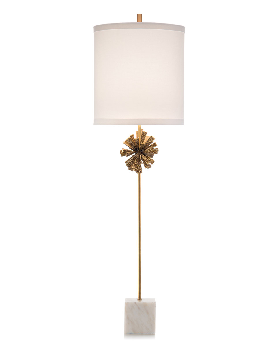 Crutalist 46 inch 150 watt White and Brass Buffet Lamp Portable Light