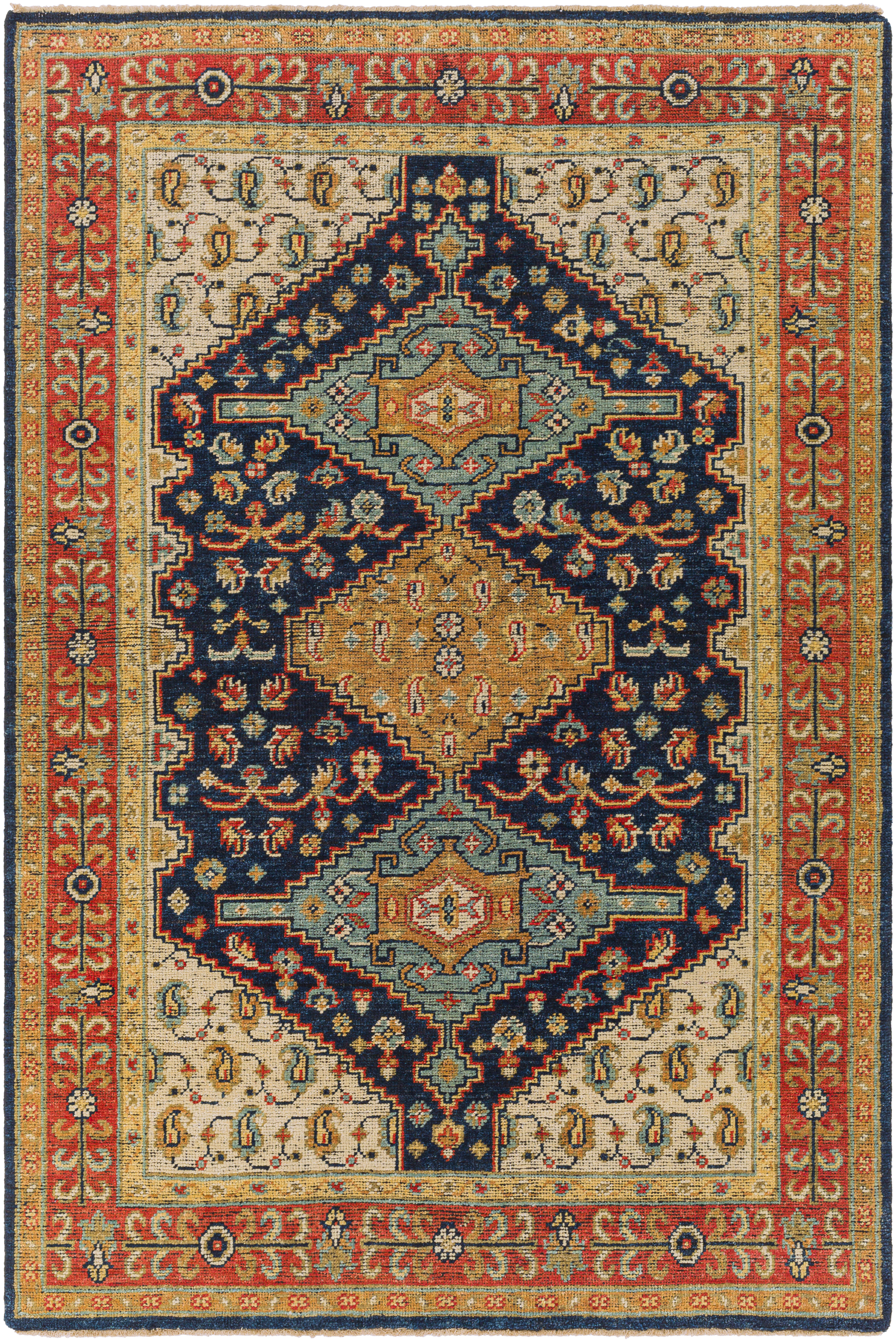 Reign 108 X 72 inch Navy Rug in 6 X 9, Rectangle