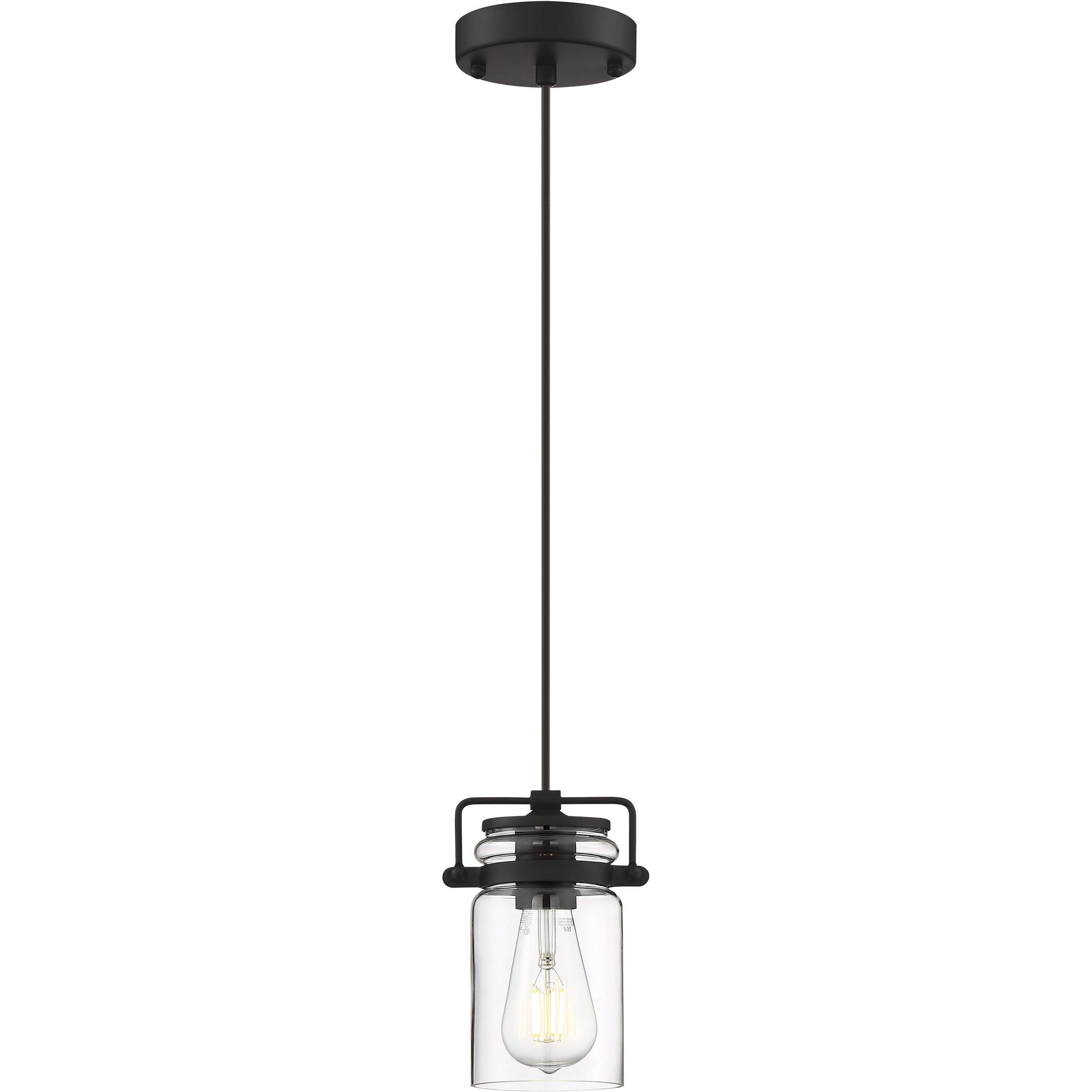 Antebellum 1 Light 5 inch Matte Black and Clear Mini Pendant Ceiling Light