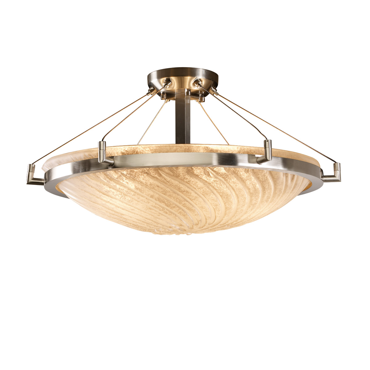 Veneto Luce 6 Light 27 inch Brushed Nickel Semi-Flush Bowl Ceiling Light in Whitewash (Veneto Luce), Incandescent