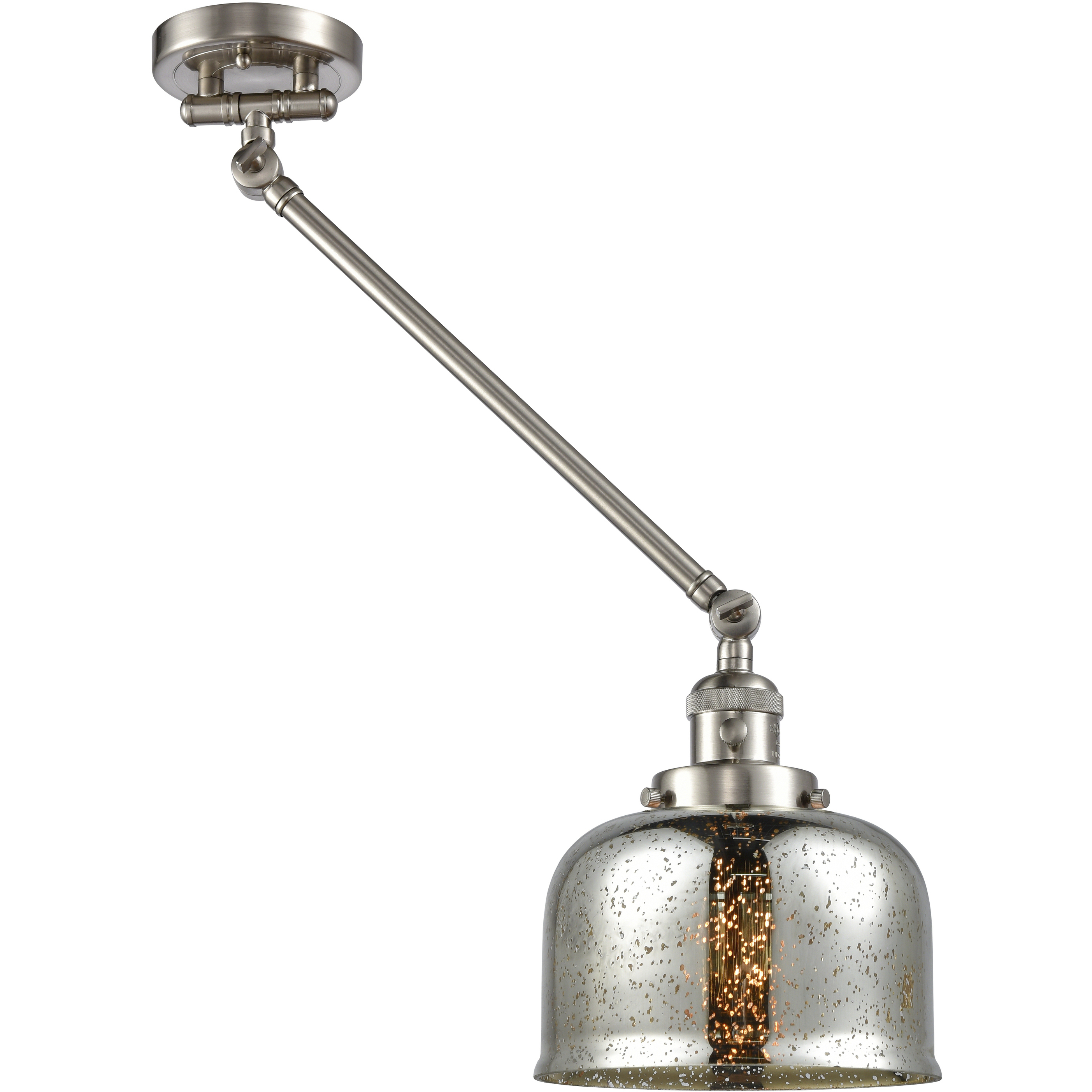 Large Bell 30 inch 60.00 watt Satin Nickel Swing Arm Wall Light, Franklin Restoration