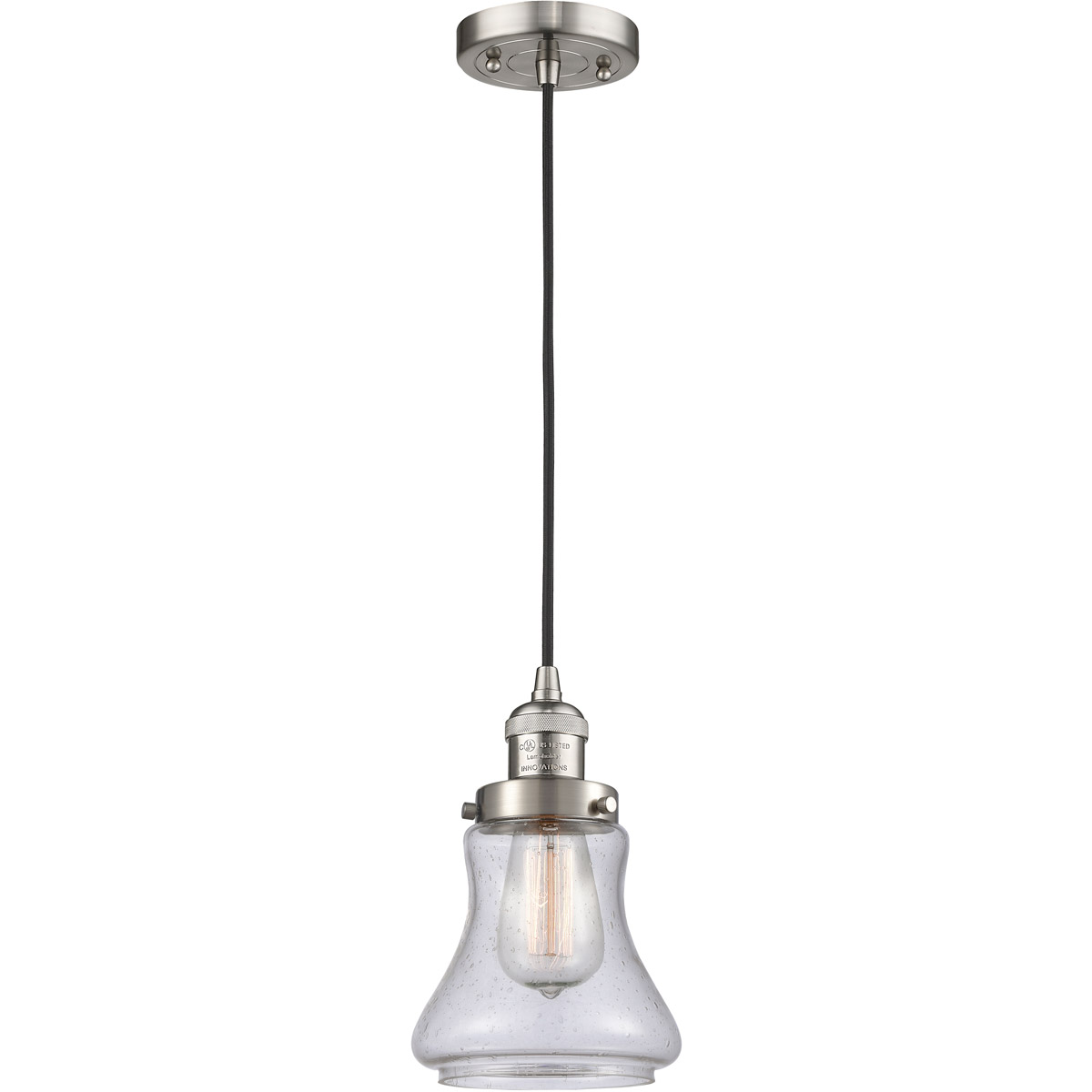 Franklin Restoration Bellmont 1 Light 6 inch Brushed Satin Nickel Mini Pendant Ceiling Light in Seedy Glass, Franklin Restoration