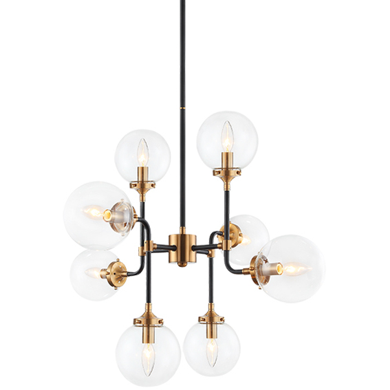 Particles 8 Light 29.5 inch Aged Gold Brass Pendant Ceiling Light in Aged Gold Brass and Clear
