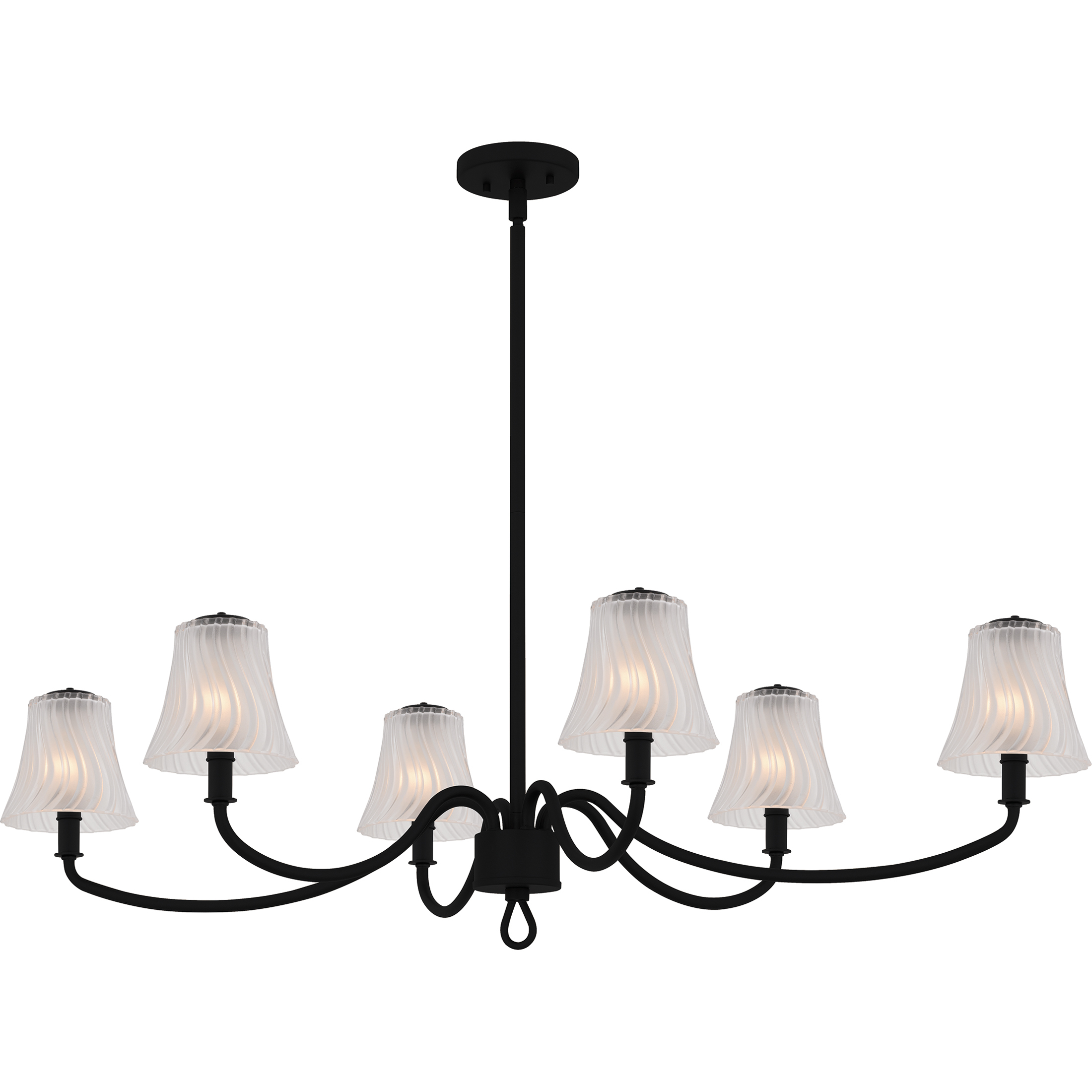 McKinney 6 Light 44 inch Matte Black Linear Chandelier Ceiling Light, Medium