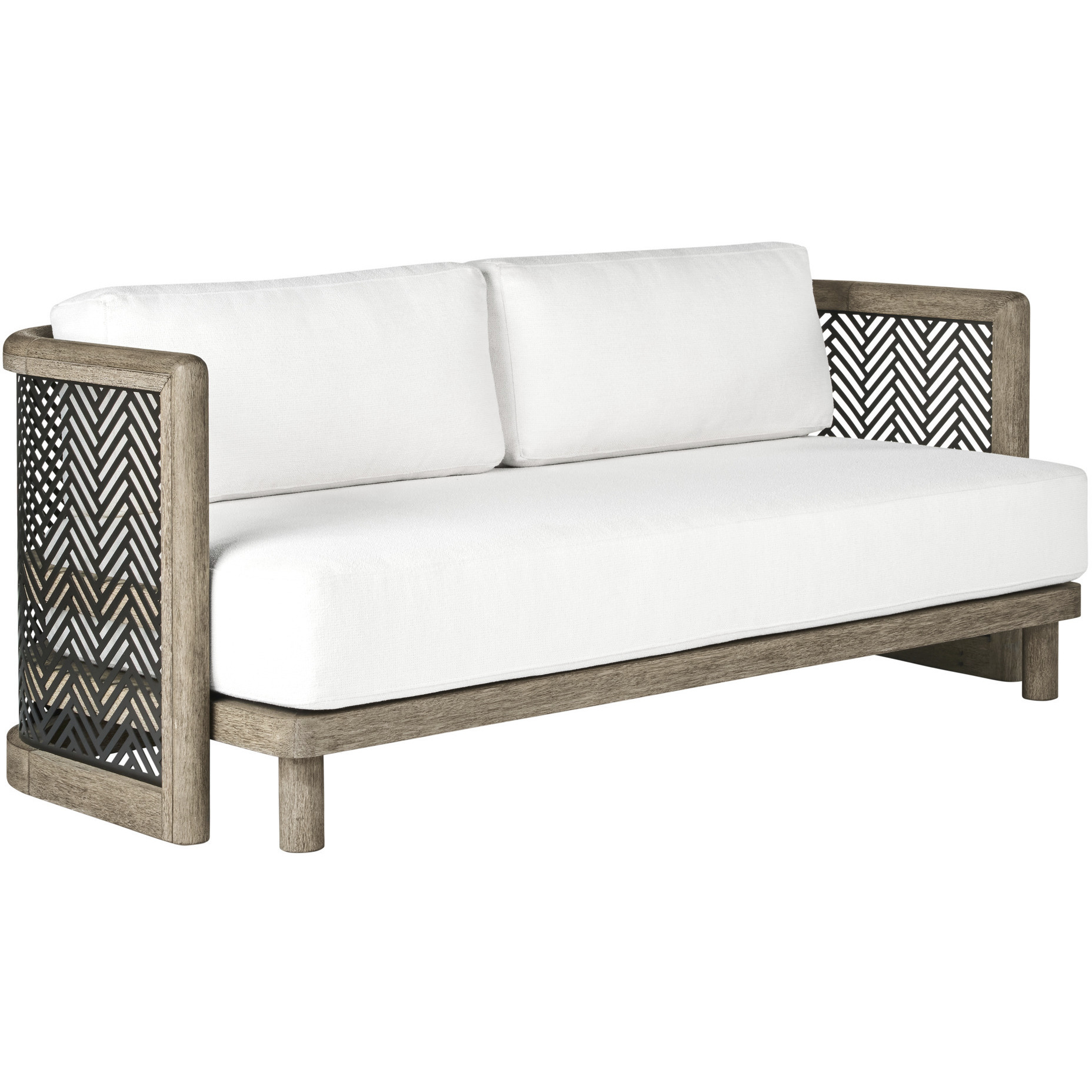 Emoto Pearl and Aged Bronze and Willow Outdoor Sofa