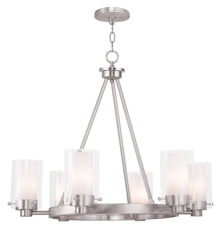 Manhattan 6 Light 25.75 inch Brushed Nickel Chandelier Ceiling Light