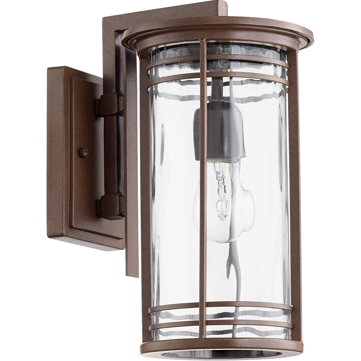 Larson 1 Light 13.5 inch Oiled Bronze Outdoor Wall Lantern, Clear Hammered Glass