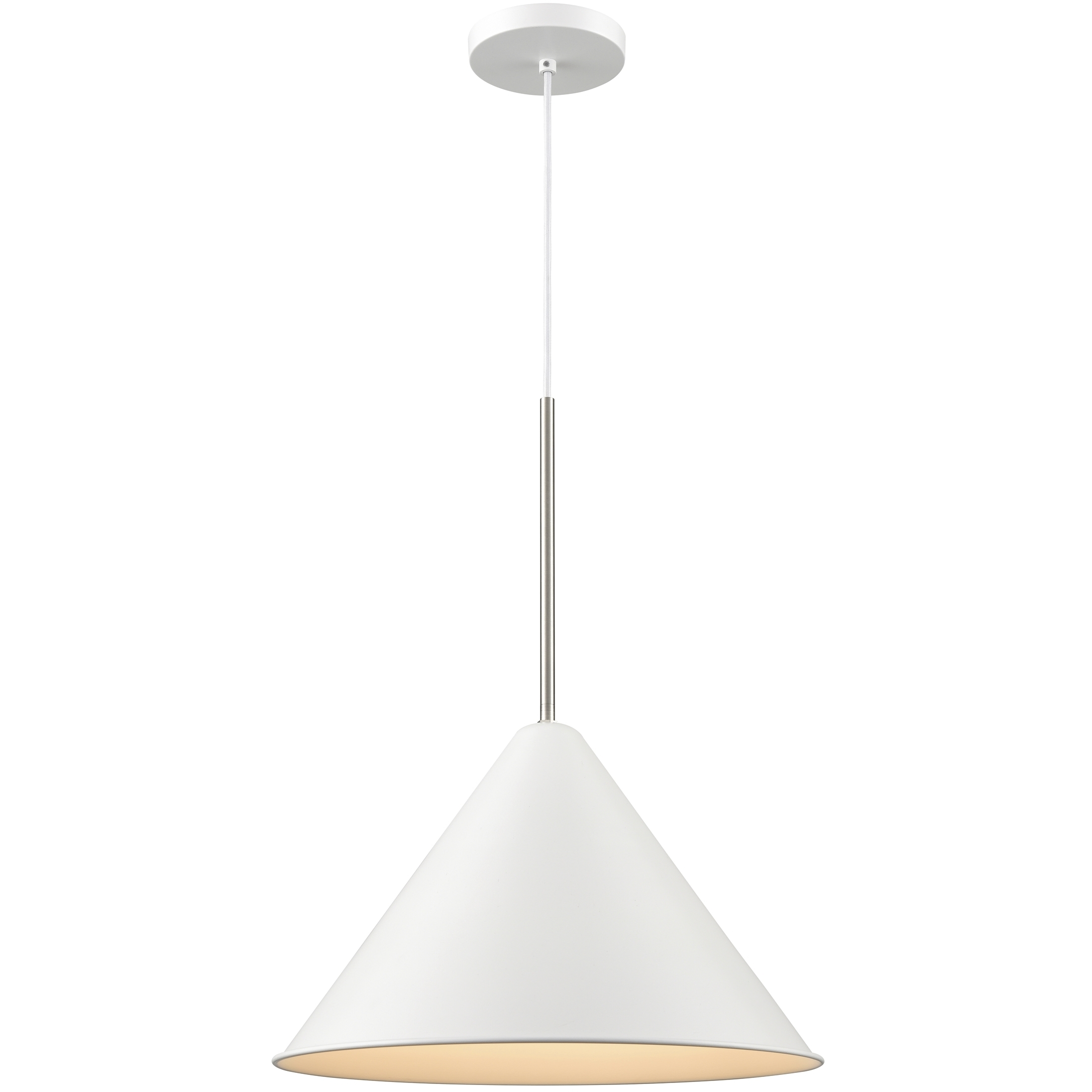 Lily 1 Light 15.75 inch Matte White and Satin Nickel Pendant Ceiling Light