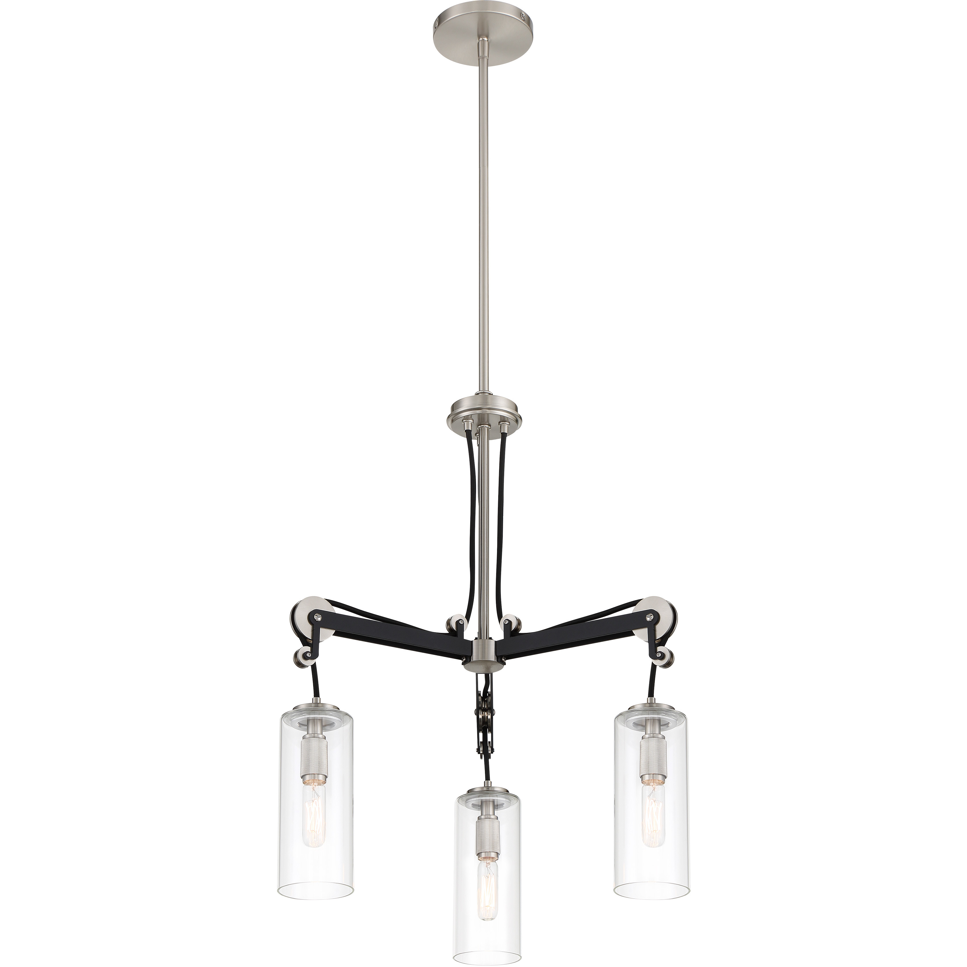 Pullman Junction 3 Light 20 inch Coal / Brushed Nickel Chandelier Ceiling Light