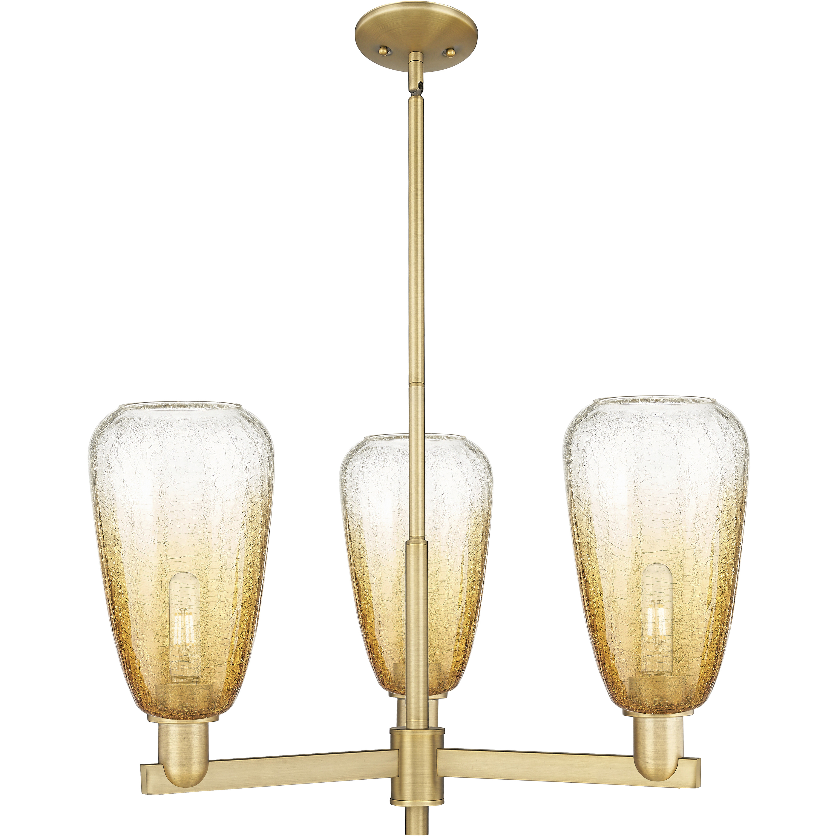 Brookhaven Almond 3 Light 17.63 inch Brushed Brass Chandelier Ceiling Light in Amber Glass
