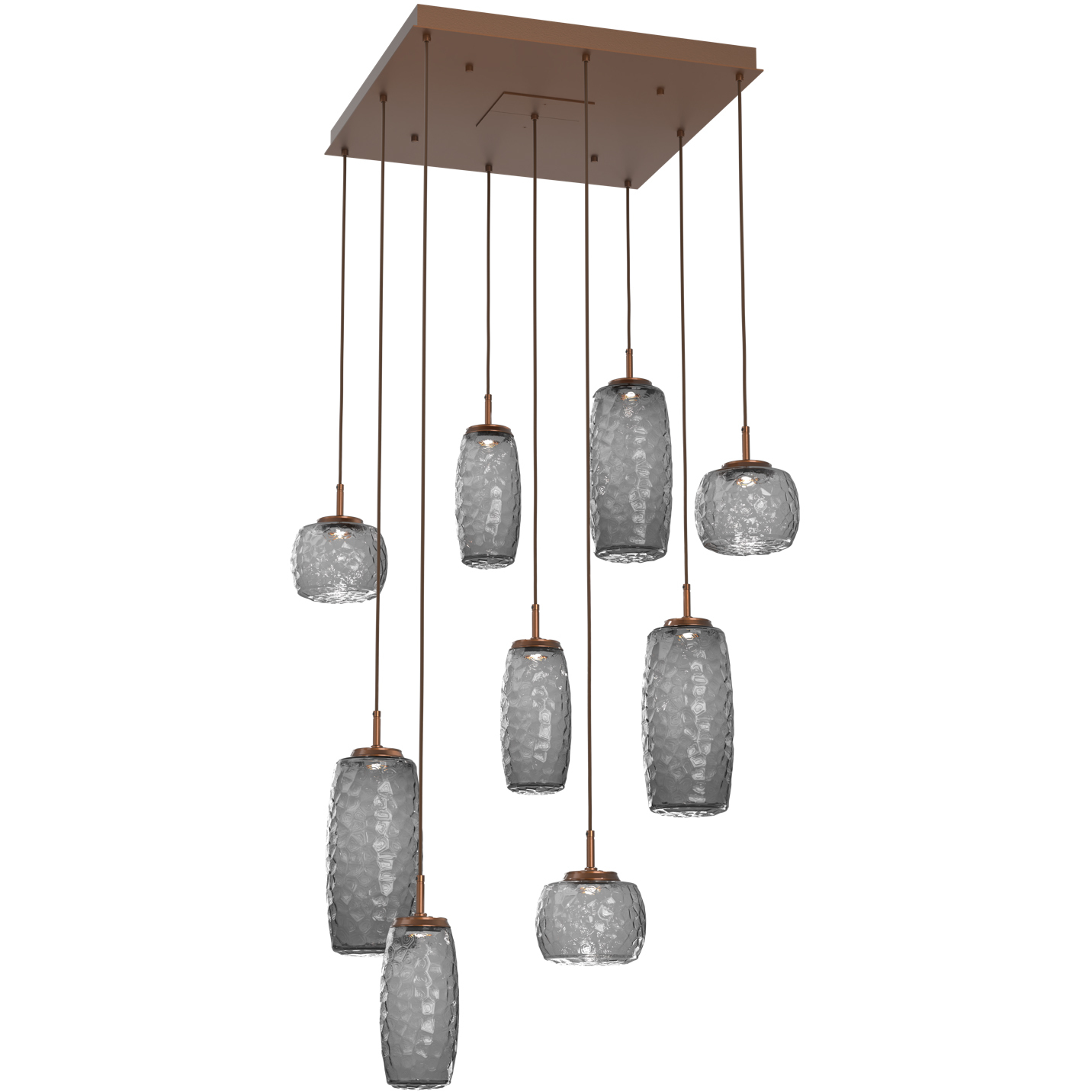 Vessel LED Burnished Bronze Multi-Pendant Ceiling Light in 3000K LED, Smoke