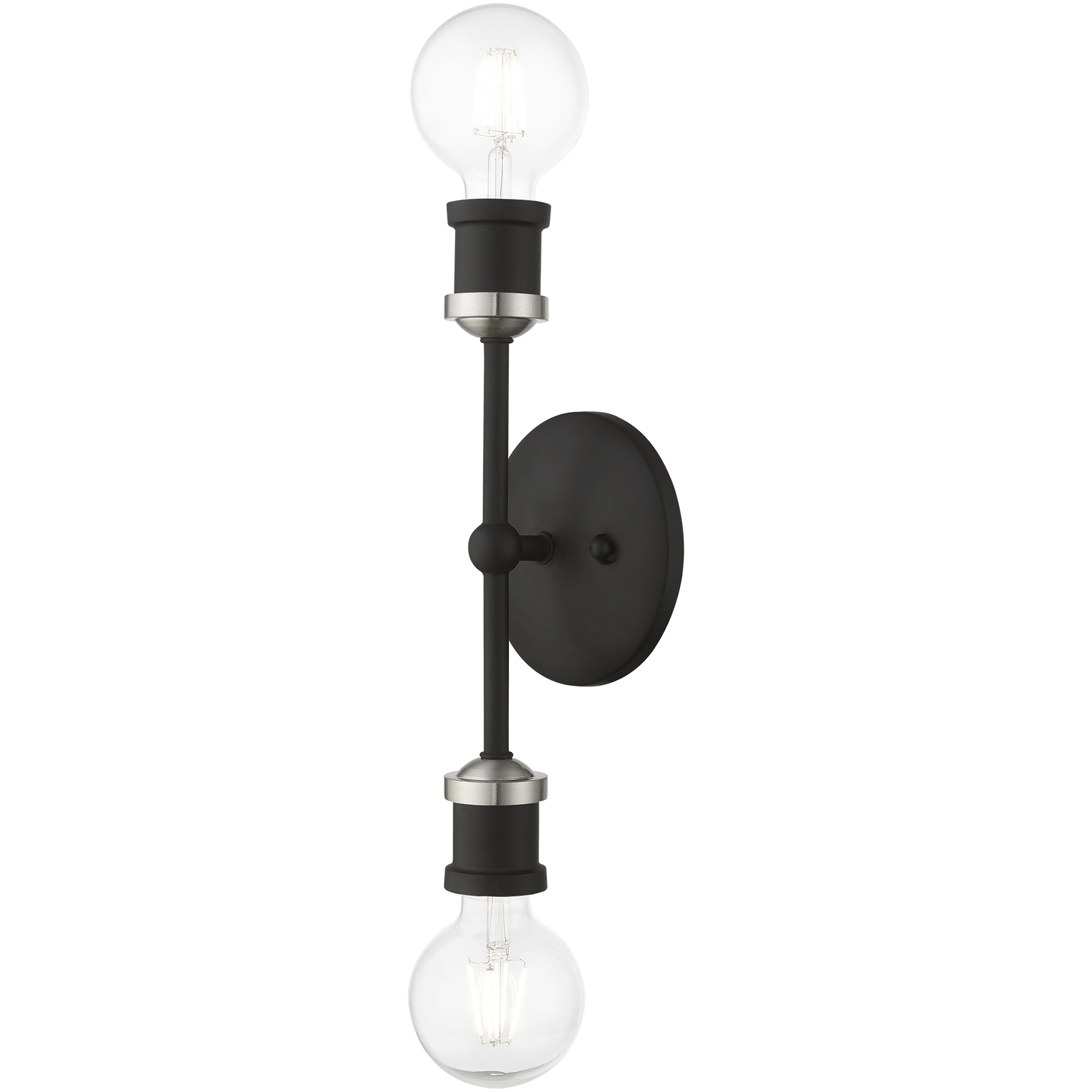Lansdale 2 Light 5 inch Black with Brushed Nickel Accents ADA Vanity Sconce Wall Light
