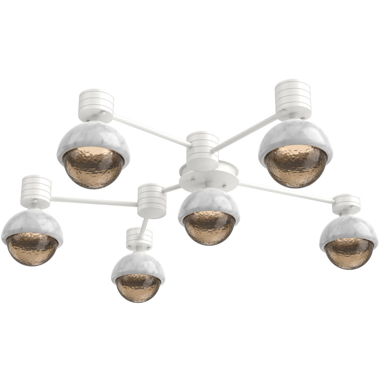 Cabochon Sconce & Flush Mount Wall Light in 3000K LED, Bronze, Salt White with White Marble, Hub & Spoke