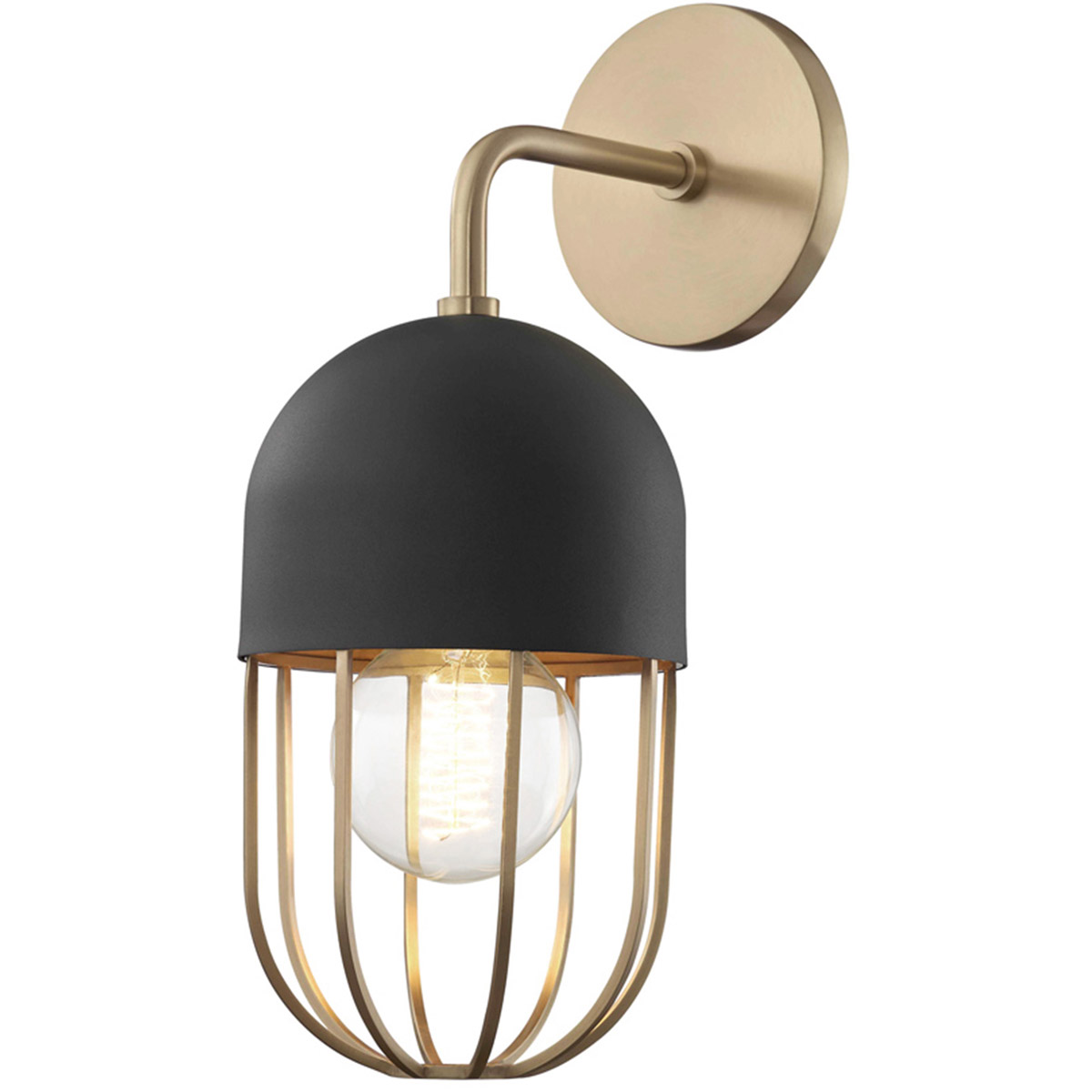 Haley 1 Light 5.5 inch Aged Brass Wall Sconce Wall Light in Aged Brass and Black