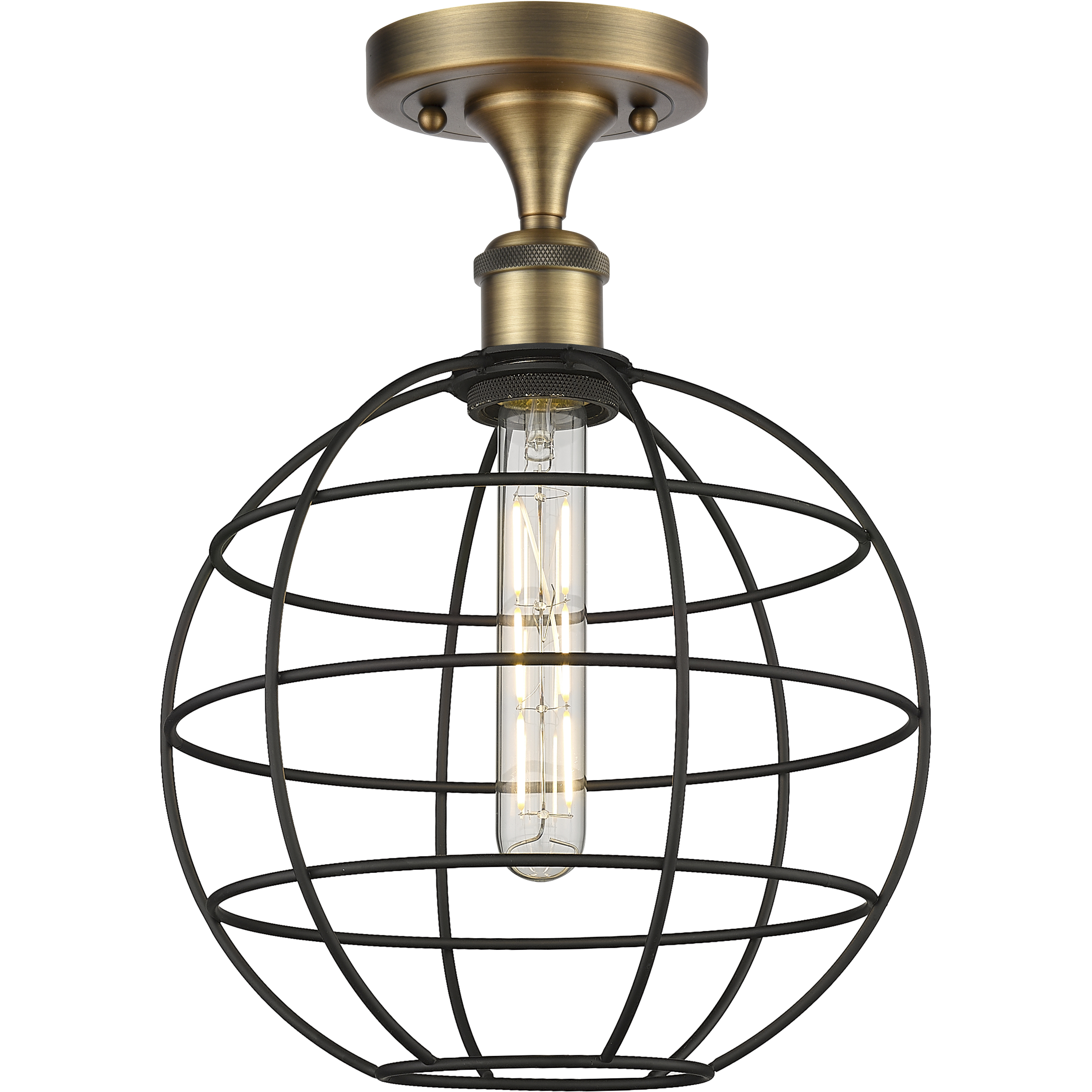 Lake Placid 1 Light 9.5 inch Brushed Brass Semi-Flush Mount Ceiling Light