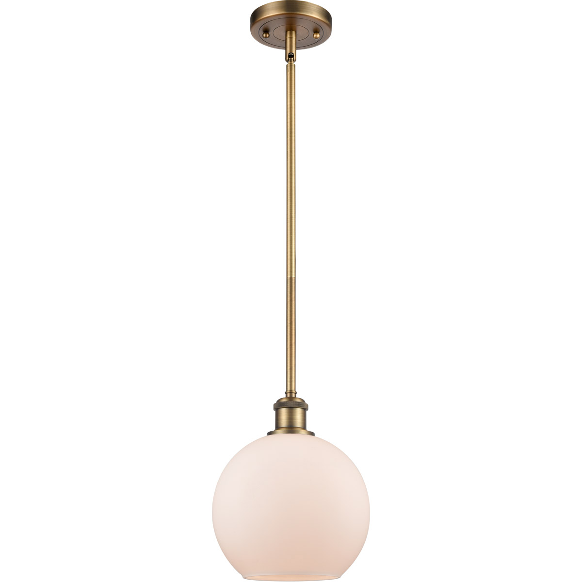 Ballston Athens 1 Light 8 inch Brushed Brass Pendant Ceiling Light in Matte White Glass, Ballston