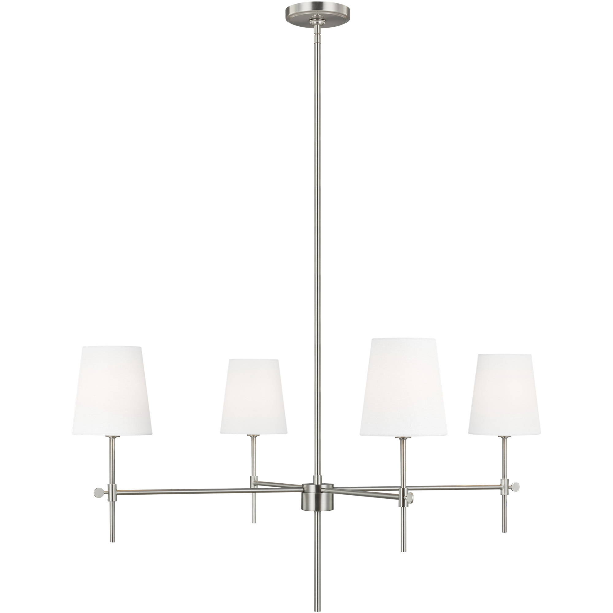 TOB by Thomas O'Brien Baker 4 Light 36 inch Brushed Nickel Chandelier Ceiling Light