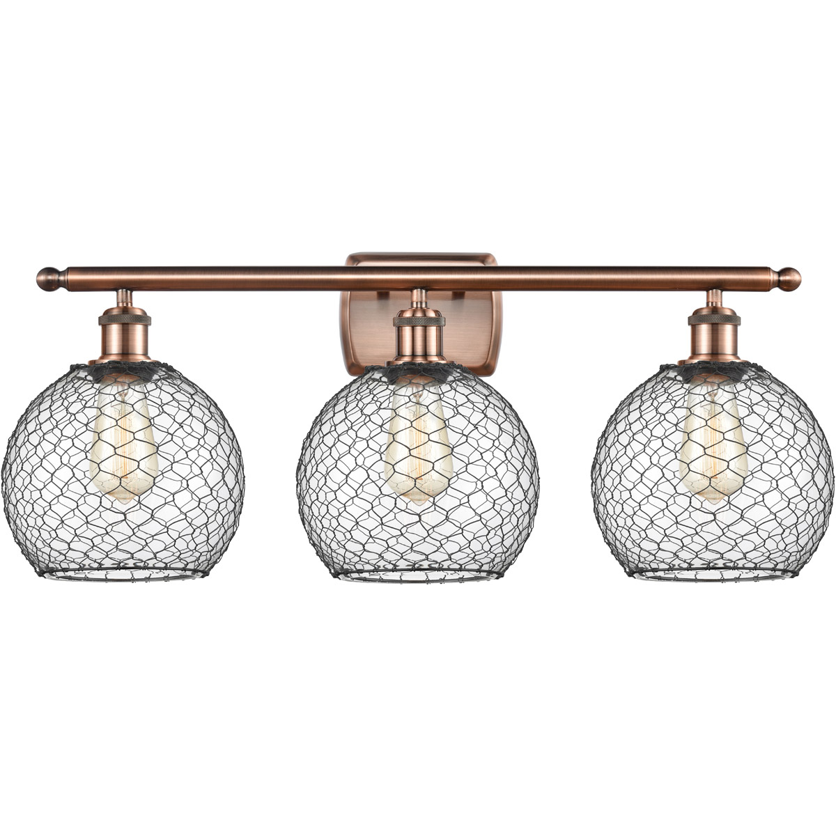 Ballston Farmhouse Chicken Wire LED 26 inch Antique Copper Bath Vanity Light Wall Light, Ballston