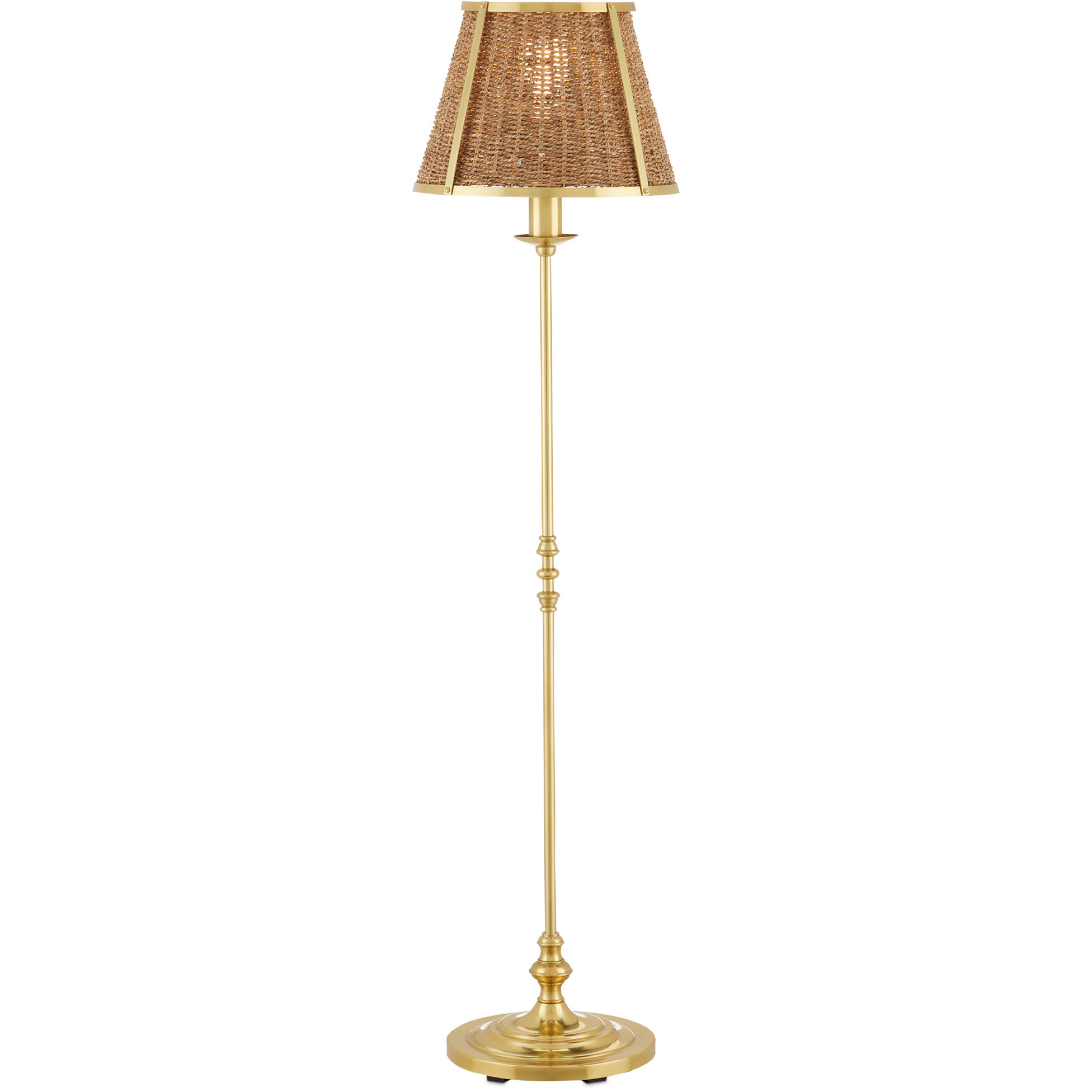 Deauville 55 inch 75 watt Natural and Polished Brass Floor Lamp Portable Light, Suzanne Duin Collection