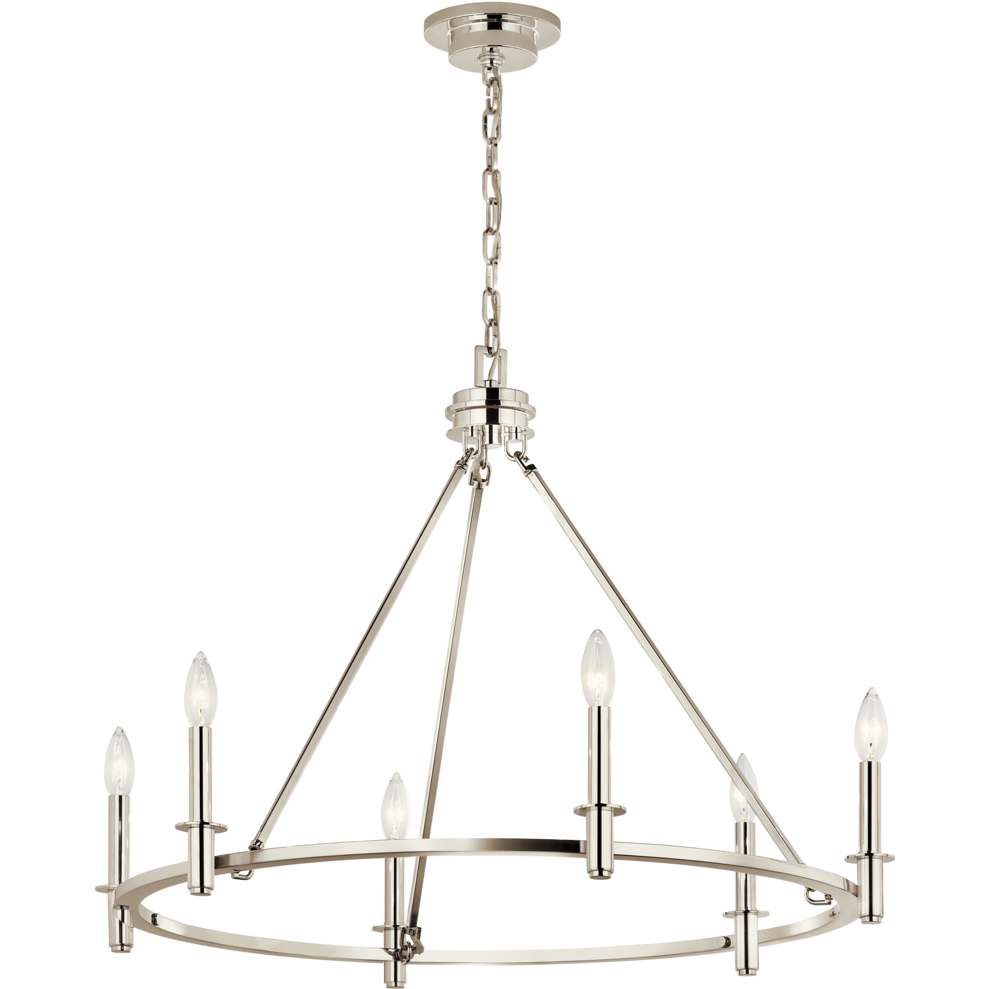 Carrick 6 Light Polished Nickel Chandelier Ceiling Light, 1 Tier Small