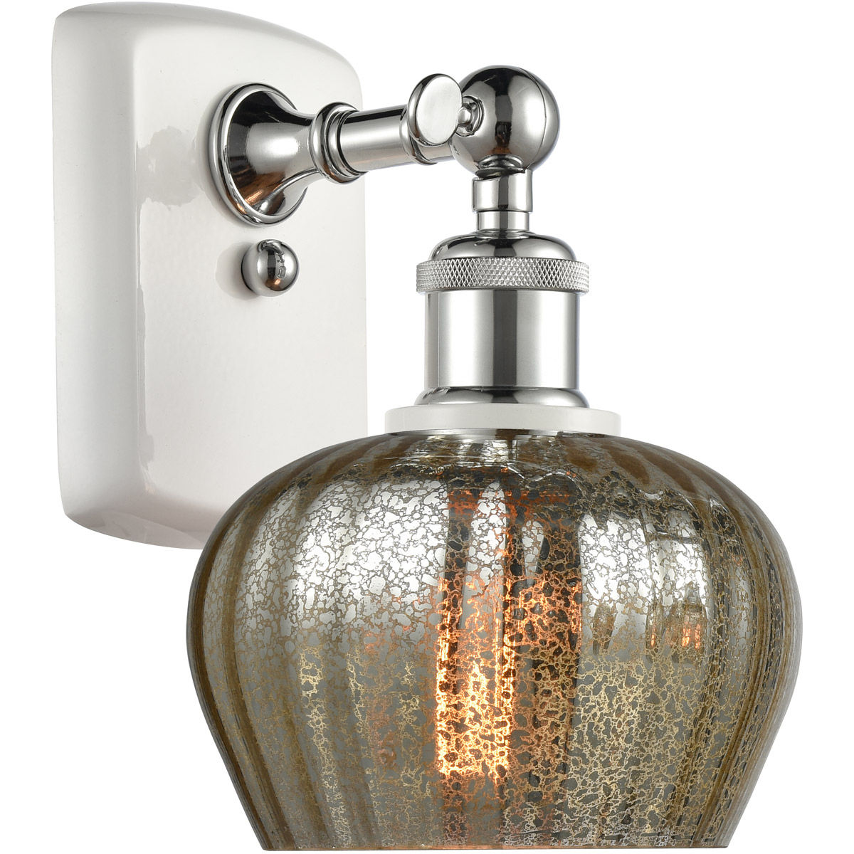 Ballston Fenton 1 Light 7 inch White and Polished Chrome Sconce Wall Light in Mercury Glass, Ballston
