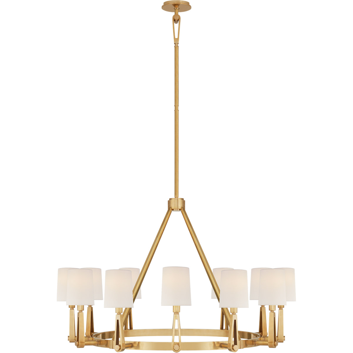 Thomas O'Brien Alpha 12 Light 42 inch Hand-Rubbed Antique Brass Chandelier Ceiling Light in Linen, Grande