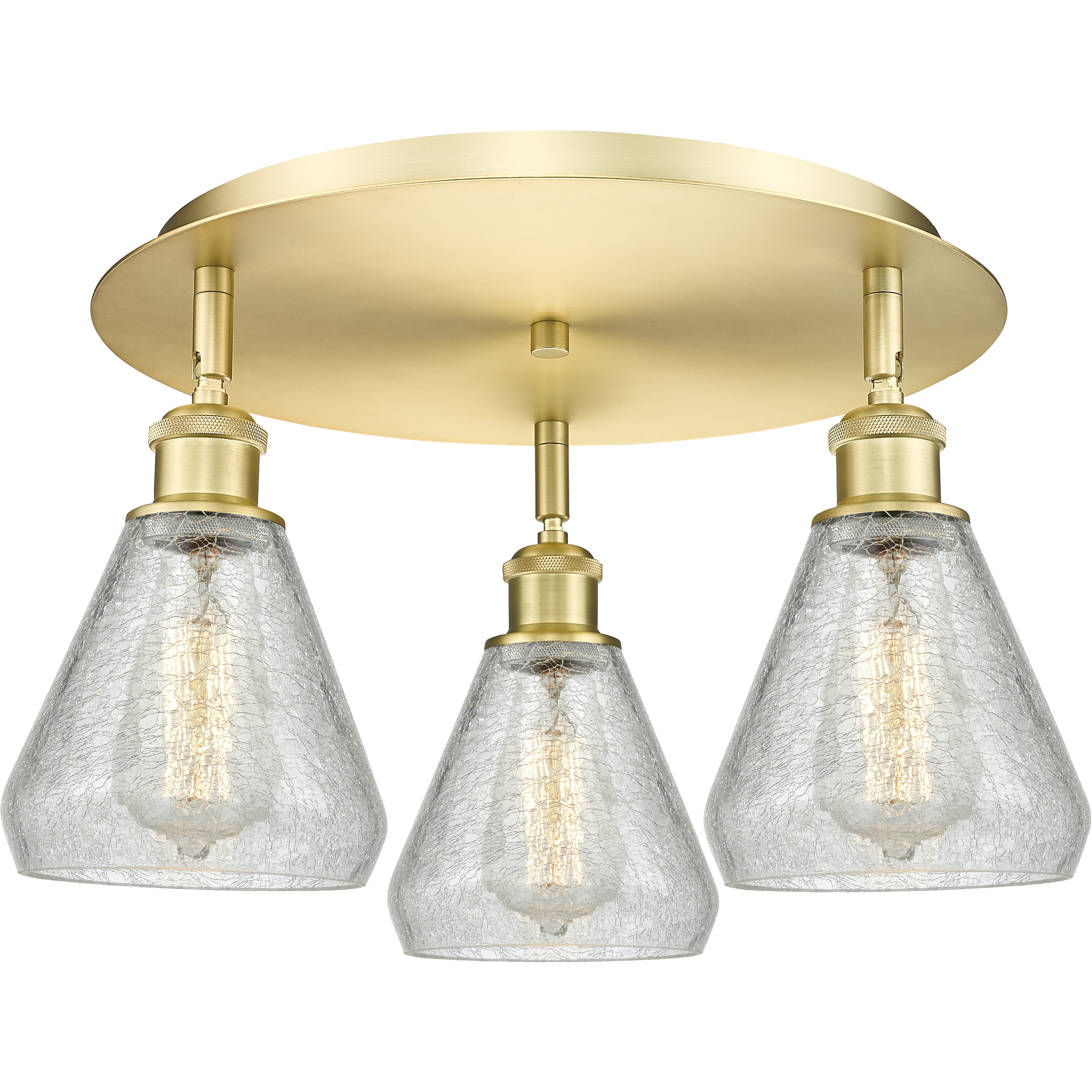 Conesus 3 Light 17.75 inch Satin Gold Flush Mount Ceiling Light