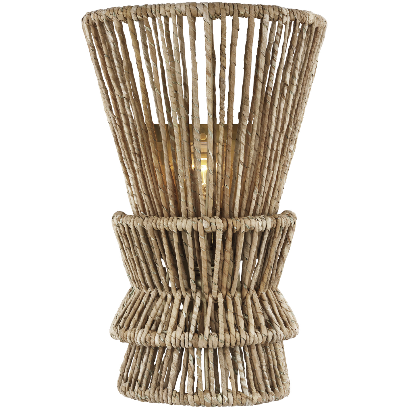 Chapman & Myers Antigua LED 10.25 inch Antique-Burnished Brass and Natural Abaca Sconce Wall Light, Medium