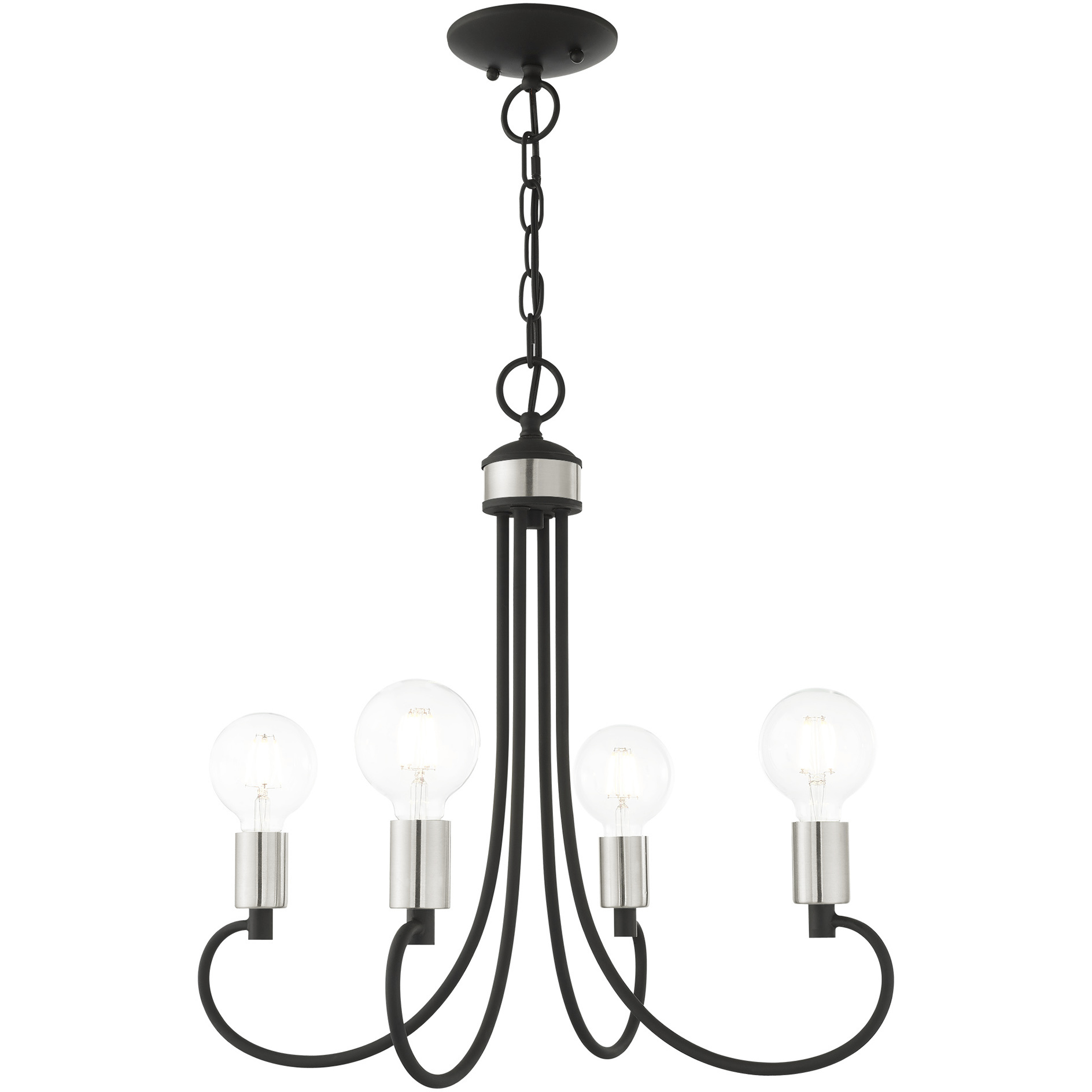 Bari 4 Light 20 inch Black with Brushed Nickel Accents Small Chandelier Ceiling Light