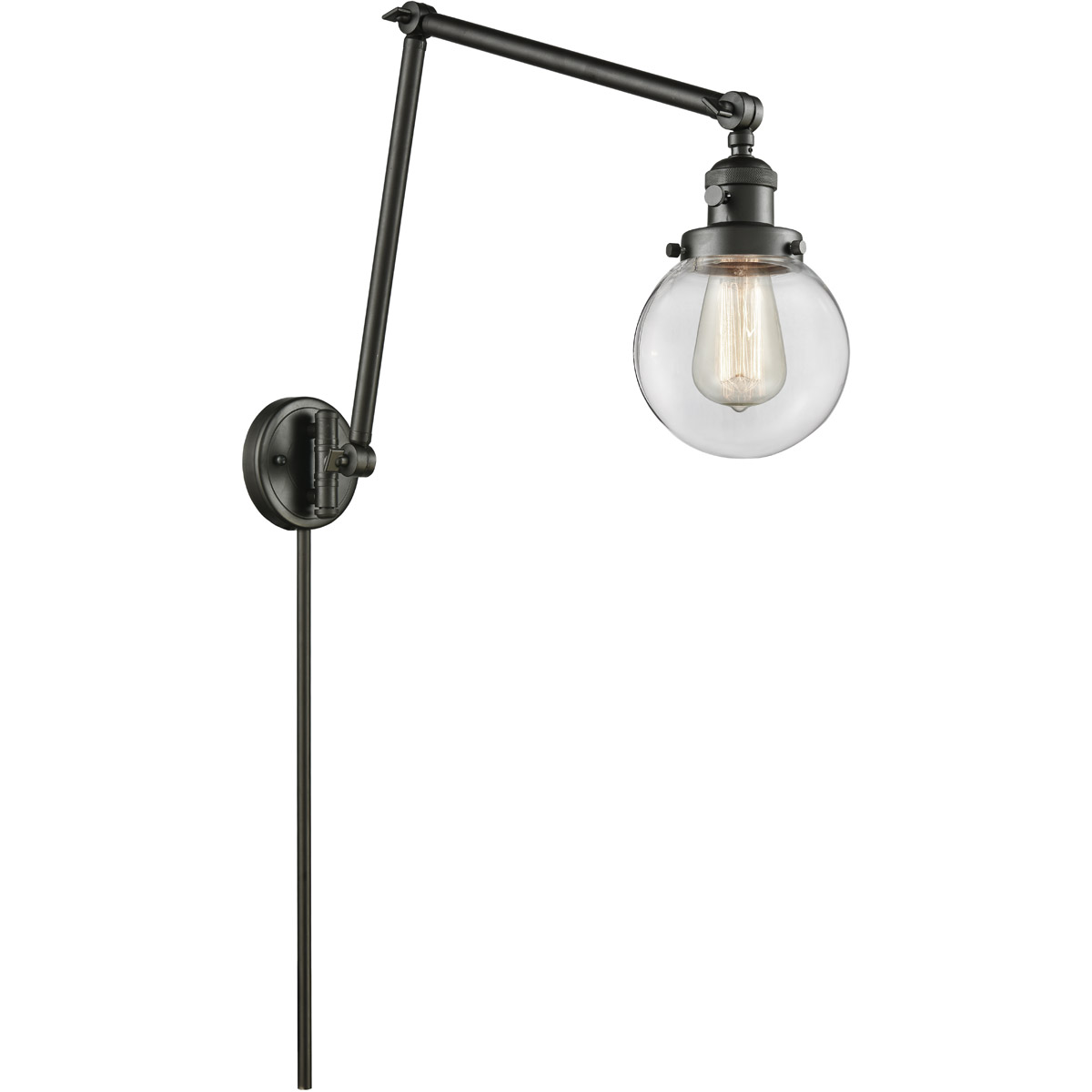 Beacon 30 inch 3.5 watt Oil Rubbed Bronze Swing Arm Wall Light in Clear Glass, Franklin Restoration