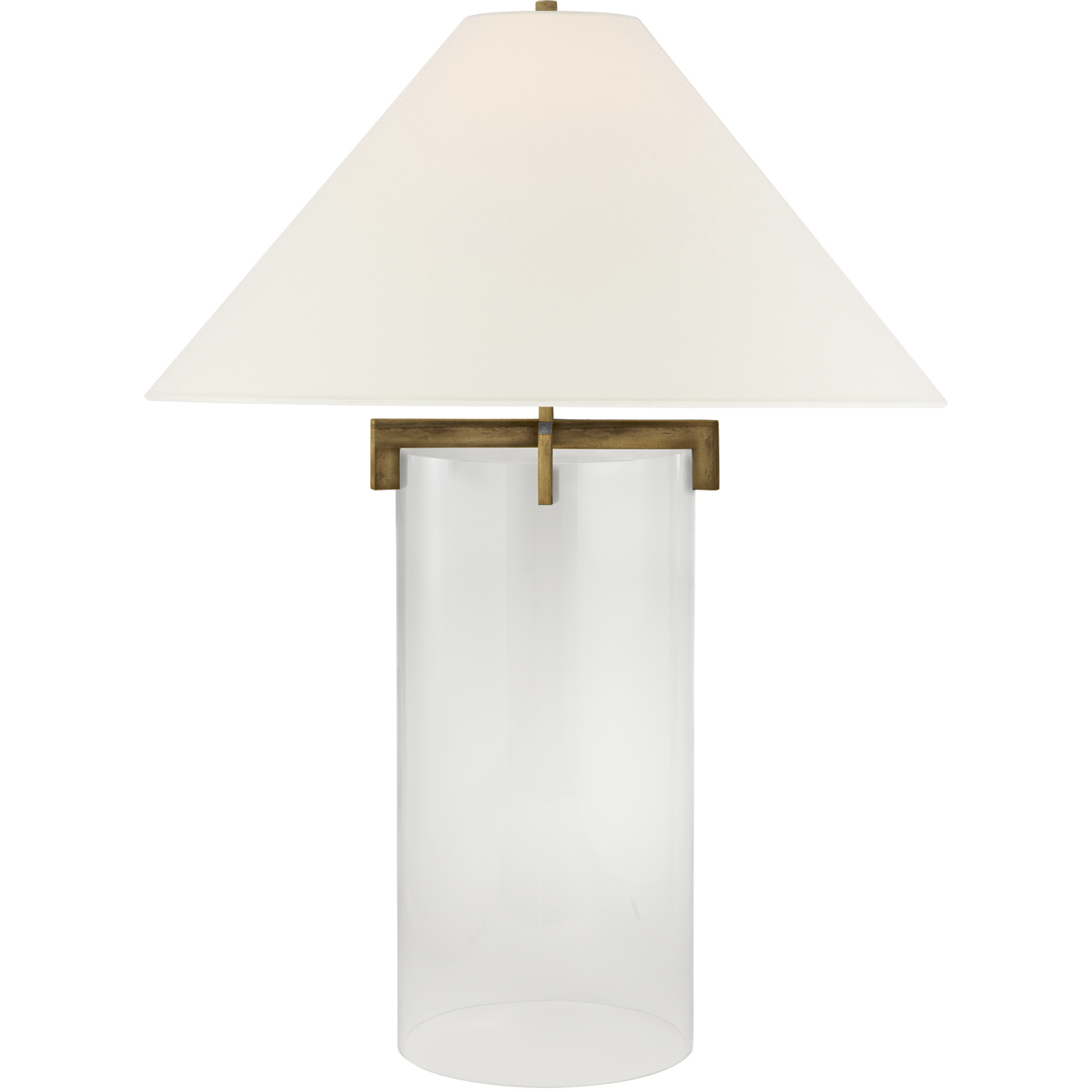 J. Randall Powers Brooks 30 inch 100 watt Gilded Iron Table Lamp Portable Light in Linen, Gilded Iron and Crystal