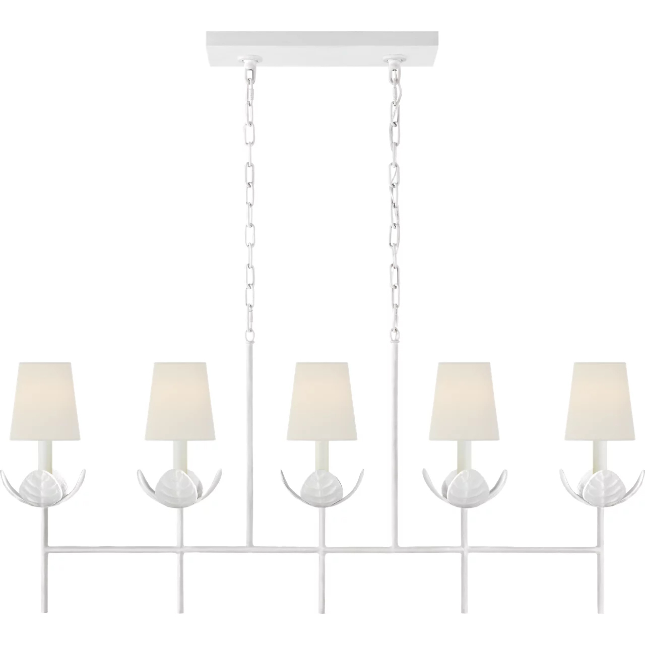 Julie Neill Illana 5 Light 50.5 inch Plaster White Linear Chandelier Ceiling Light in Linen, Large