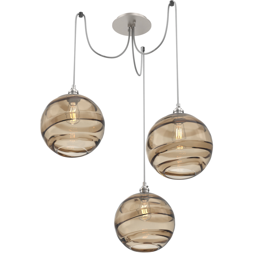 Terra 3 Light 18 inch Metallic Beige Silver Swag Multi-Pendant Ceiling Light in Bronze Optic